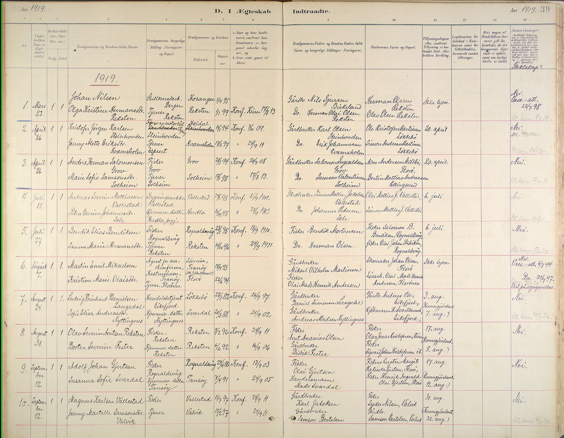 Kinn sokneprestembete, SAB/A-80801/H/Haa/Haab/L0011: Parish register (official) no. B 11, 1886-1936, p. 39