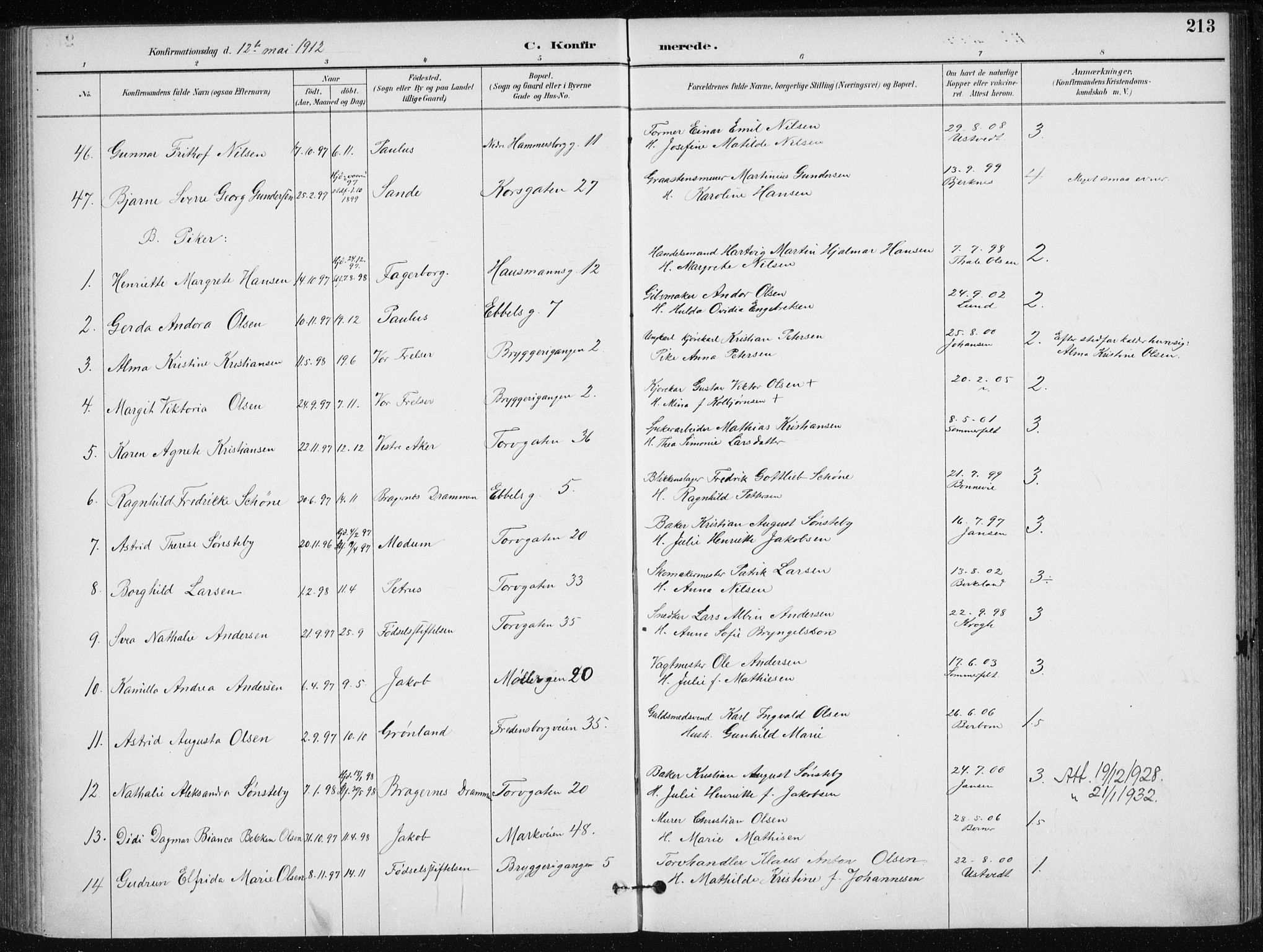 Jakob prestekontor Kirkebøker, AV/SAO-A-10850/F/Fa/L0008: Parish register (official) no. 8, 1892-1924, p. 213