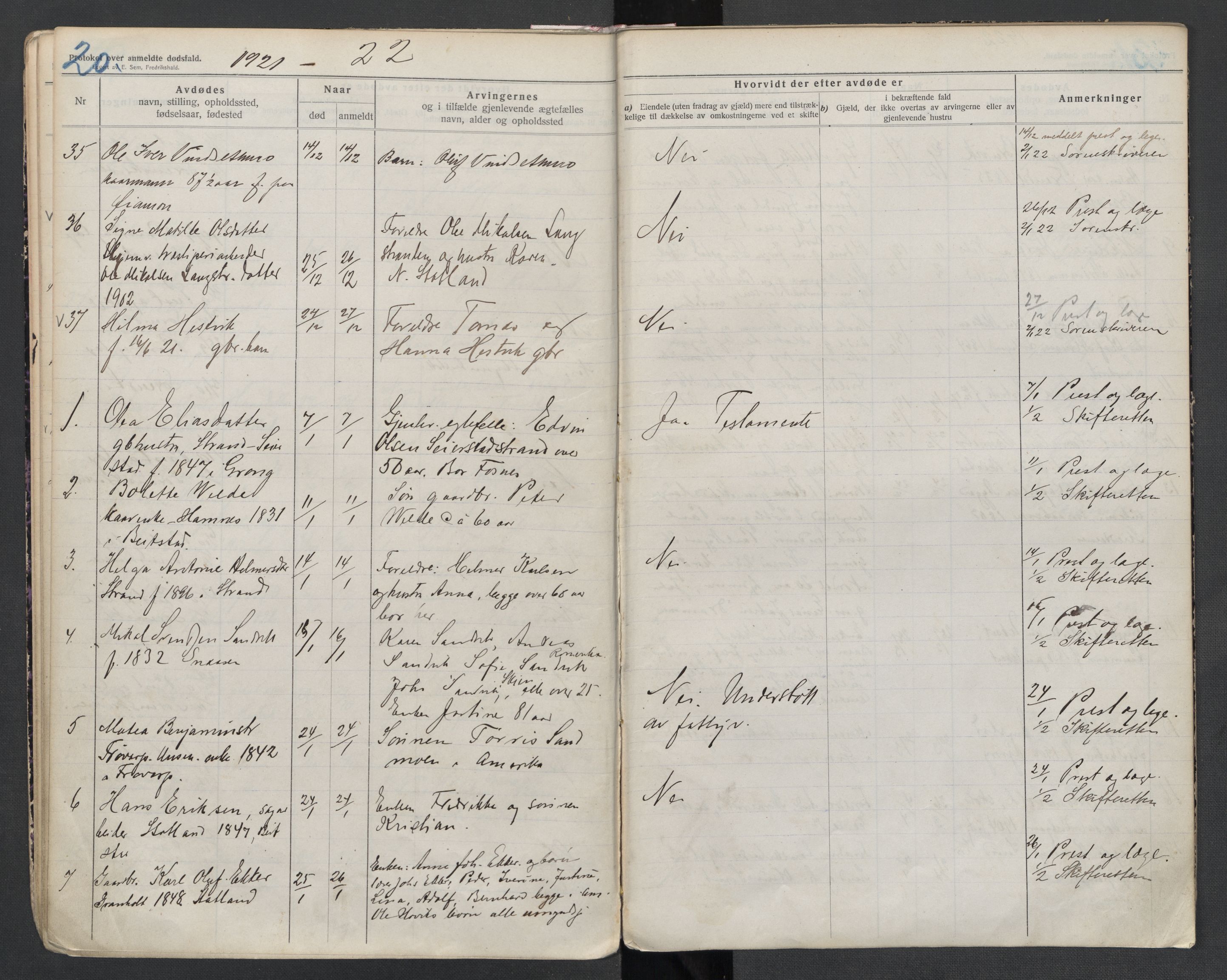 Fosnes lensmannskontor , SAT/A-1022/1/02/L0003: 2.01.03 Døsfallsjournal, 1916-1930, p. 20