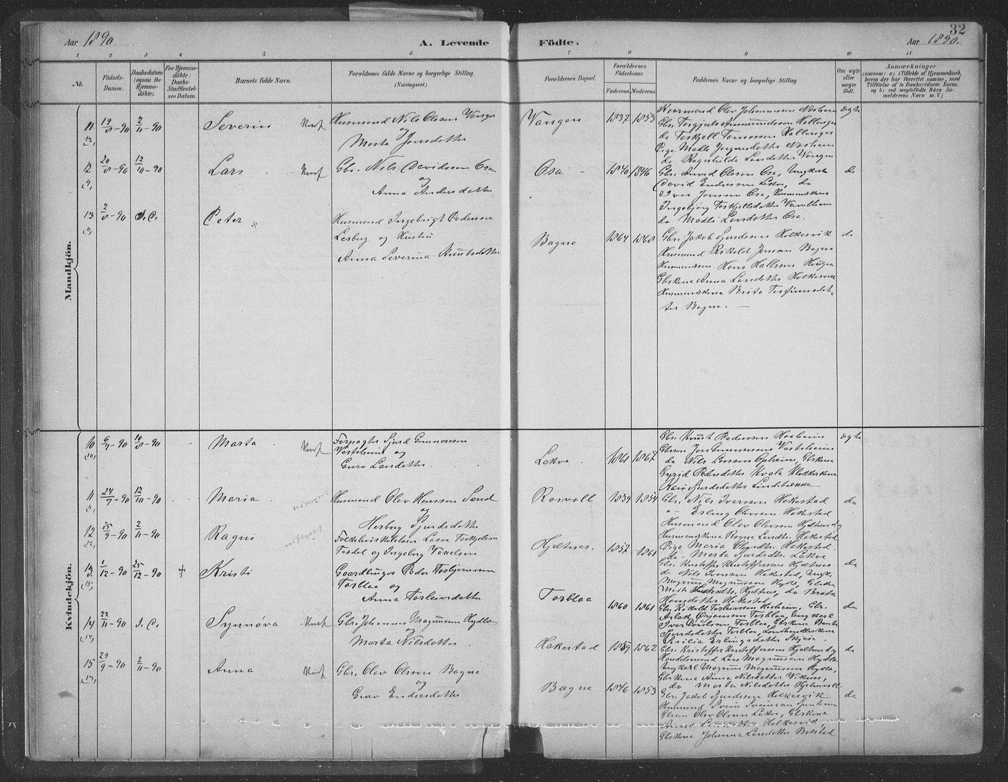 Ulvik sokneprestembete, SAB/A-78801/H/Hab: Parish register (copy) no. A 3, 1883-1908, p. 32