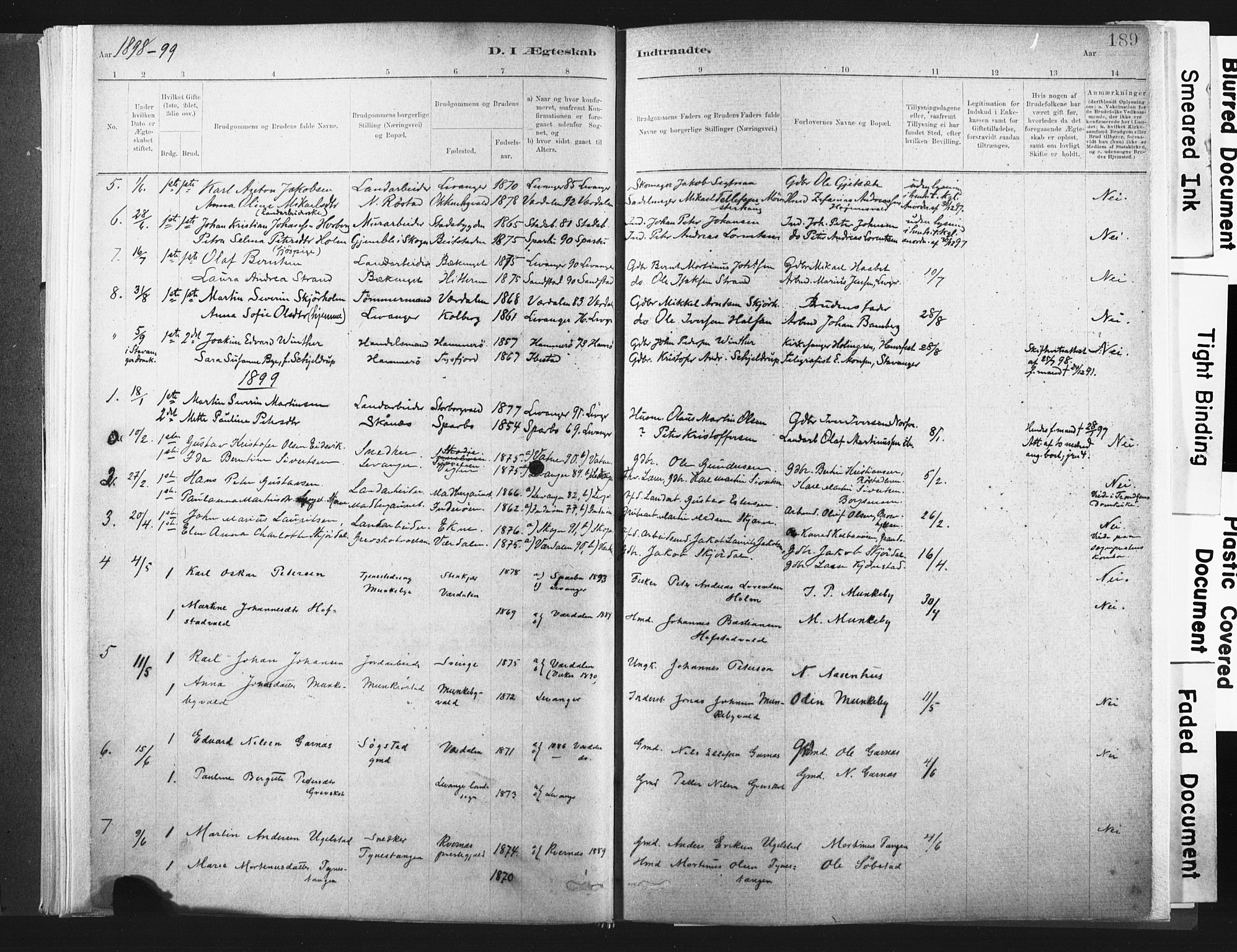 Ministerialprotokoller, klokkerbøker og fødselsregistre - Nord-Trøndelag, SAT/A-1458/721/L0207: Parish register (official) no. 721A02, 1880-1911, p. 189