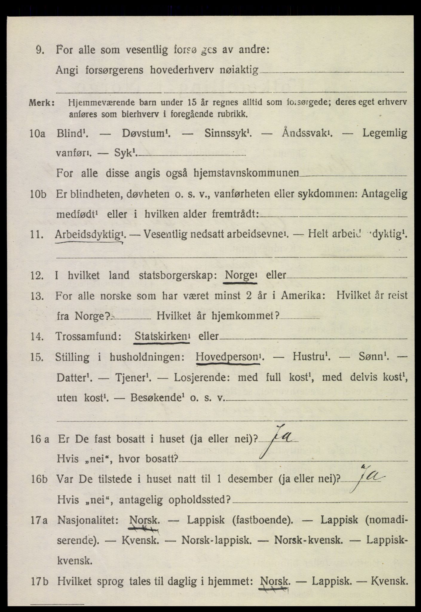 SAT, 1920 census for Kvam, 1920, p. 1090