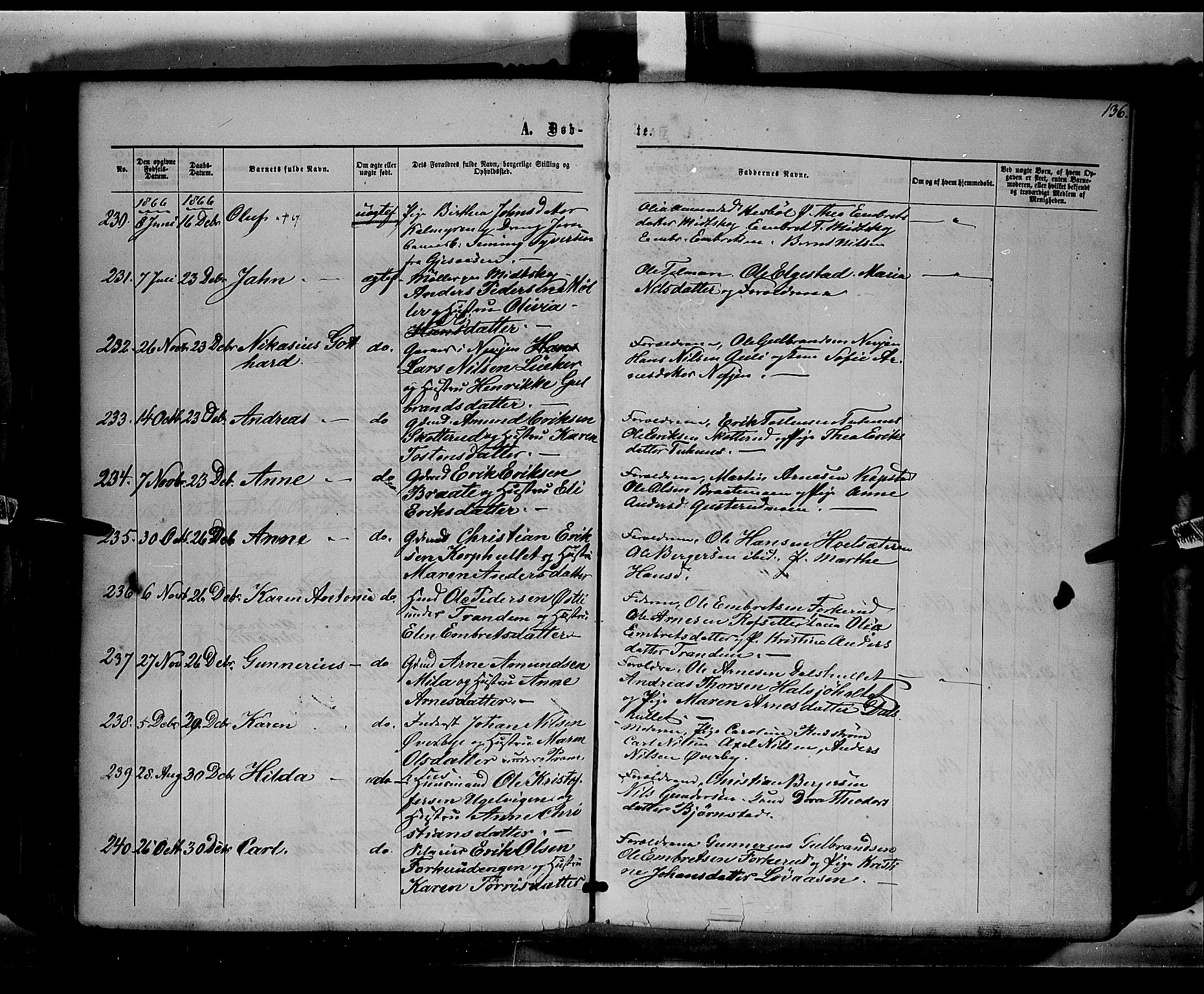 Eidskog prestekontor, AV/SAH-PREST-026/H/Ha/Haa/L0001: Parish register (official) no. 1, 1860-1867, p. 136