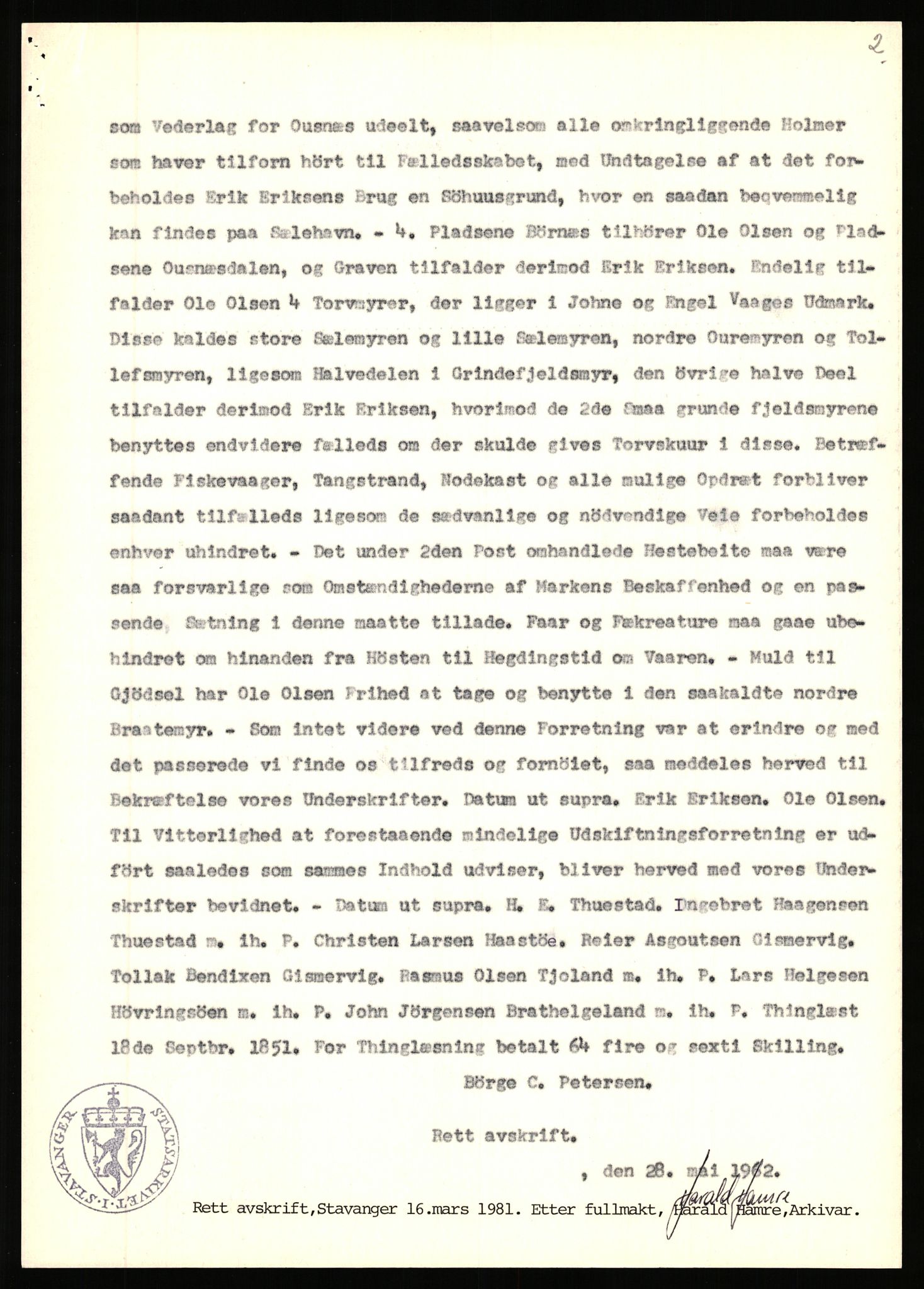 Statsarkivet i Stavanger, SAST/A-101971/03/Y/Yj/L0096: Avskrifter sortert etter gårdsnavn: Vistad - Vågen søndre, 1750-1930, p. 445