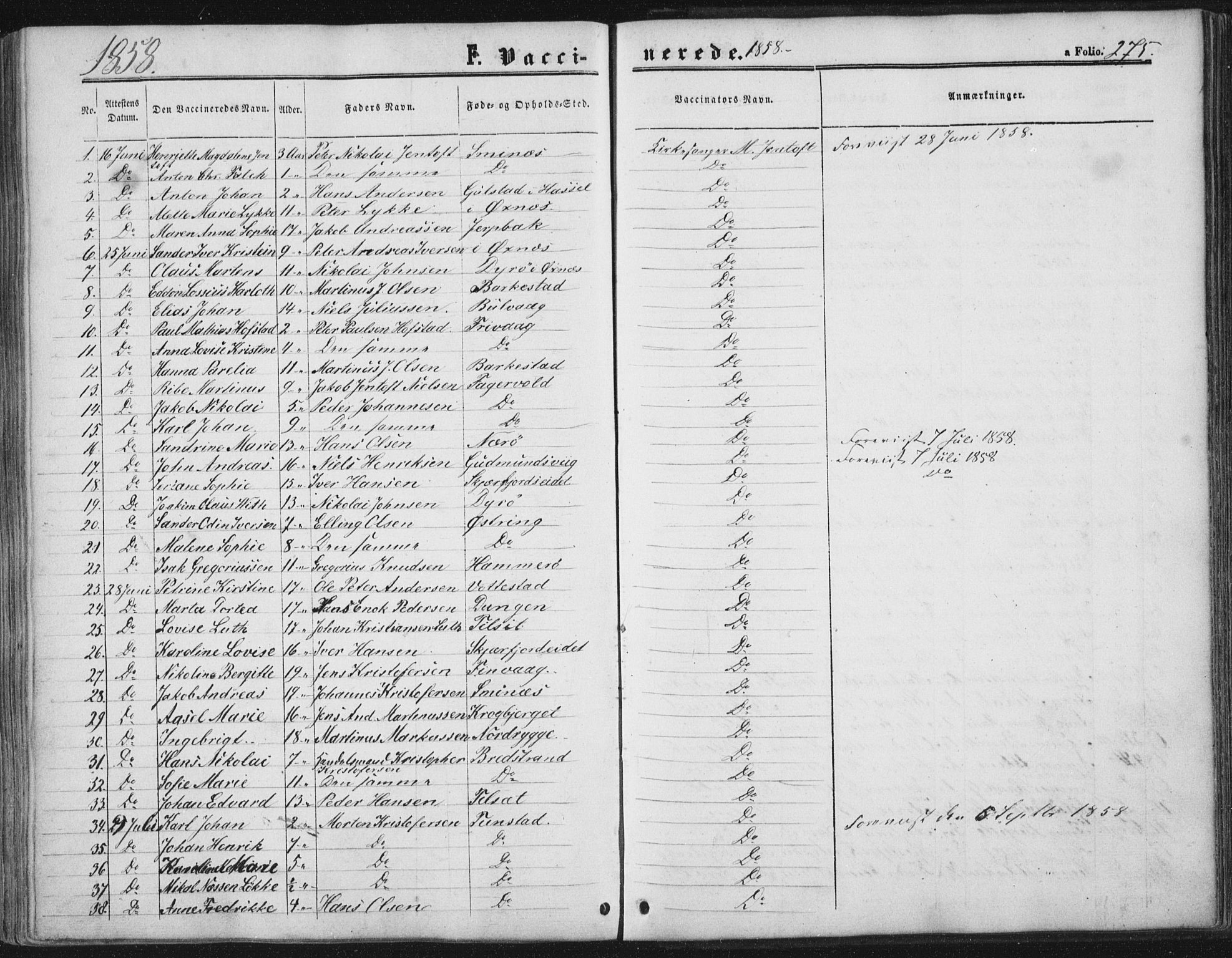 Ministerialprotokoller, klokkerbøker og fødselsregistre - Nordland, SAT/A-1459/893/L1333: Parish register (official) no. 893A06, 1858-1866, p. 275