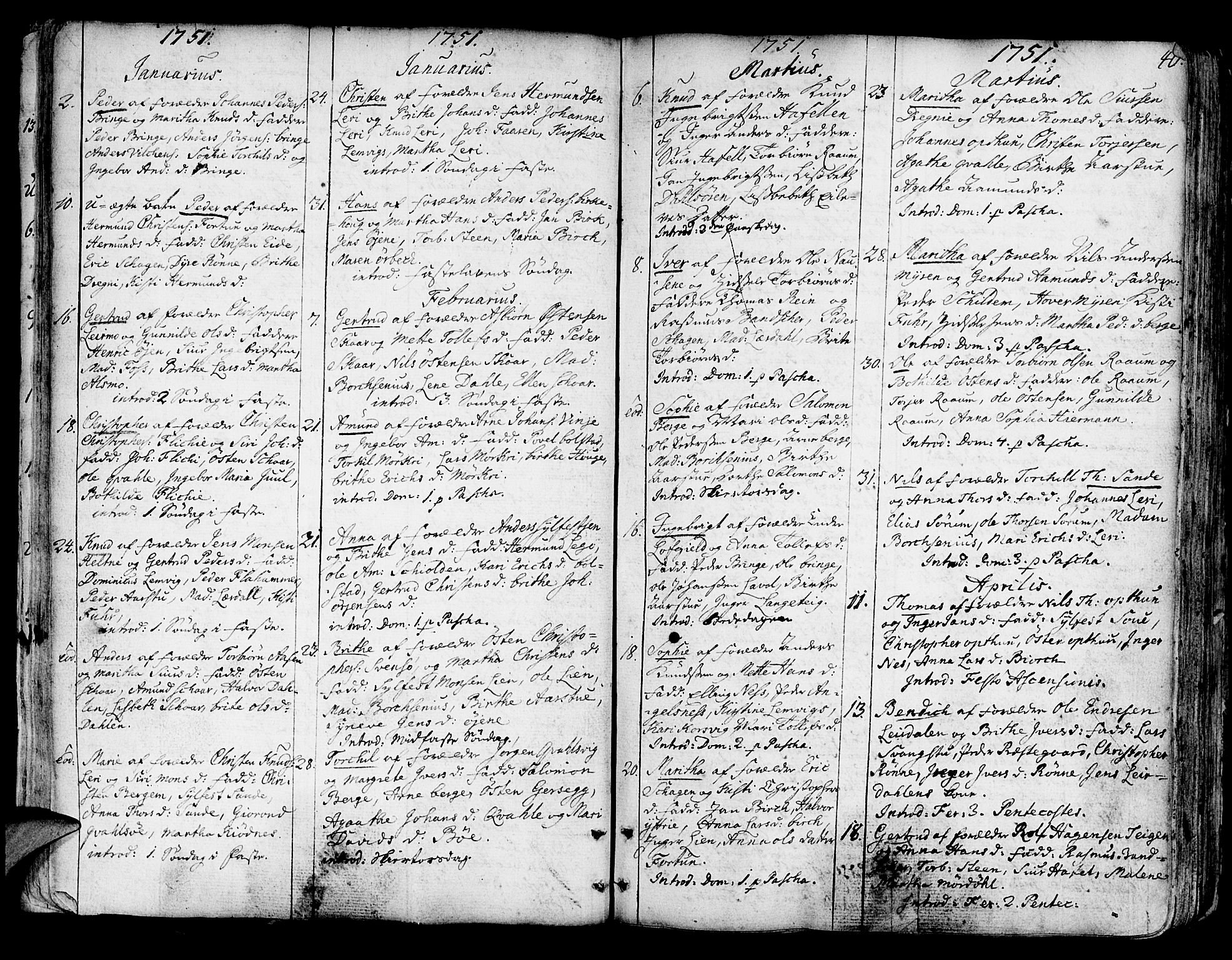 Luster sokneprestembete, SAB/A-81101/H/Haa/Haaa/L0001: Parish register (official) no. A 1, 1731-1803, p. 40