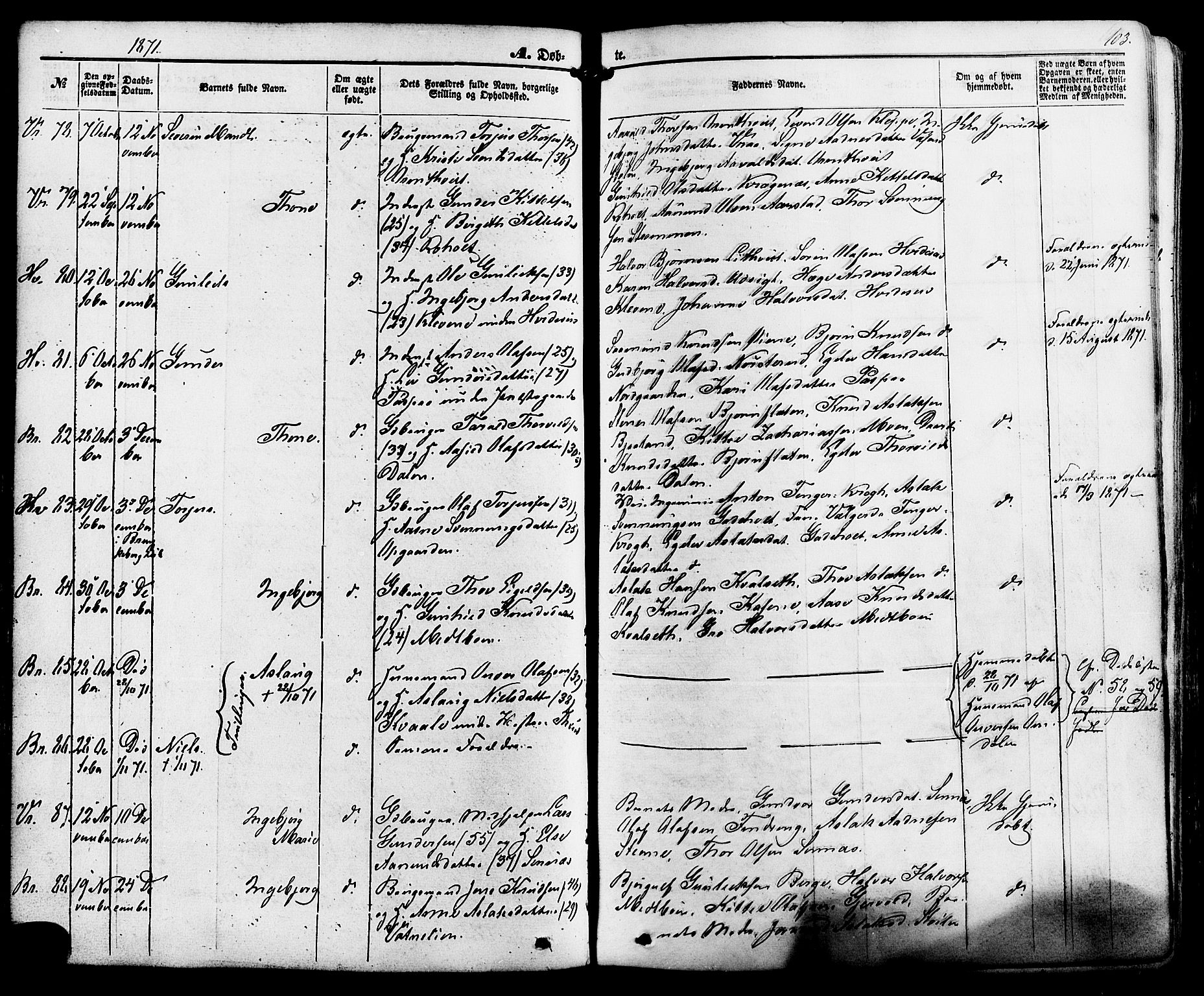 Kviteseid kirkebøker, AV/SAKO-A-276/F/Fa/L0007: Parish register (official) no. I 7, 1859-1881, p. 103