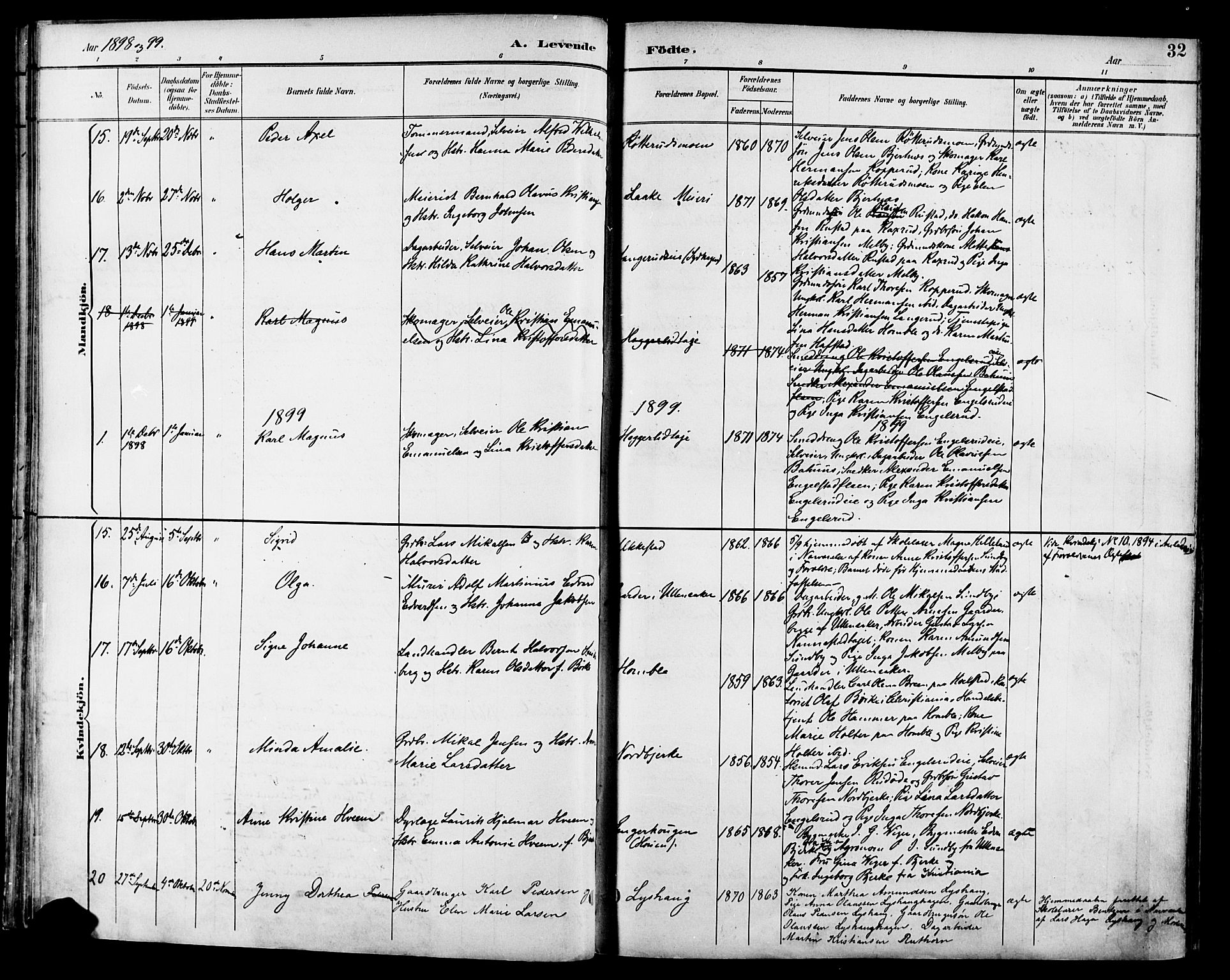 Nannestad prestekontor Kirkebøker, SAO/A-10414a/F/Fa/L0015: Parish register (official) no. I 15, 1891-1905, p. 32