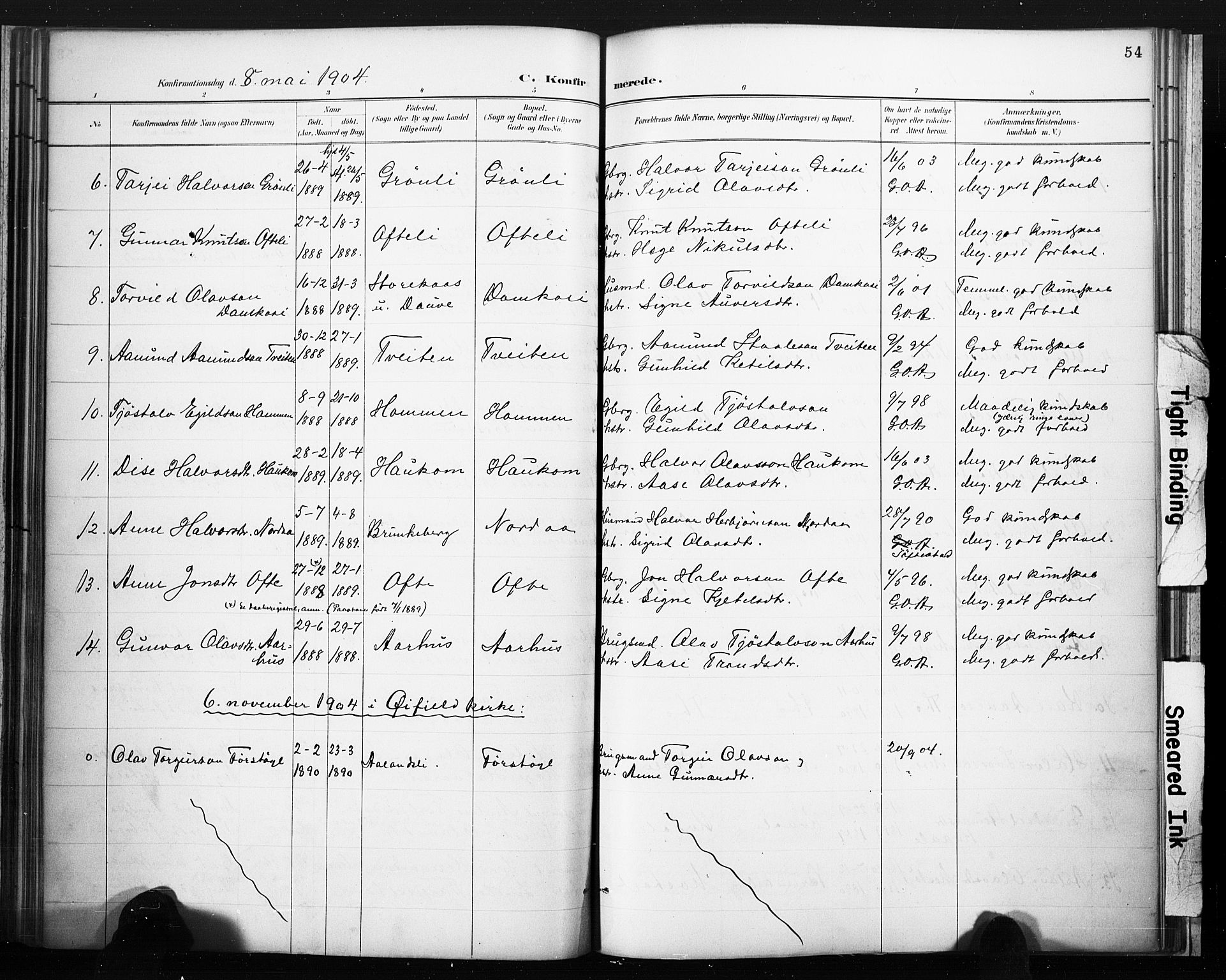 Lårdal kirkebøker, SAKO/A-284/F/Fc/L0002: Parish register (official) no. III 2, 1887-1906, p. 54