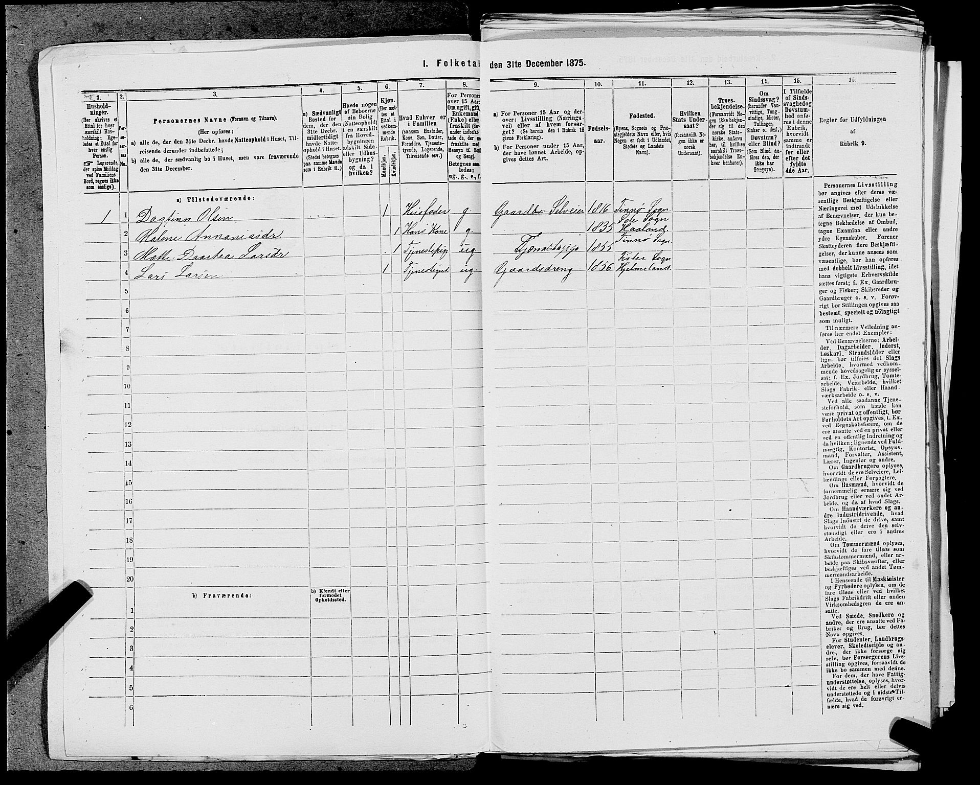 SAST, 1875 census for 1141P Finnøy, 1875, p. 465