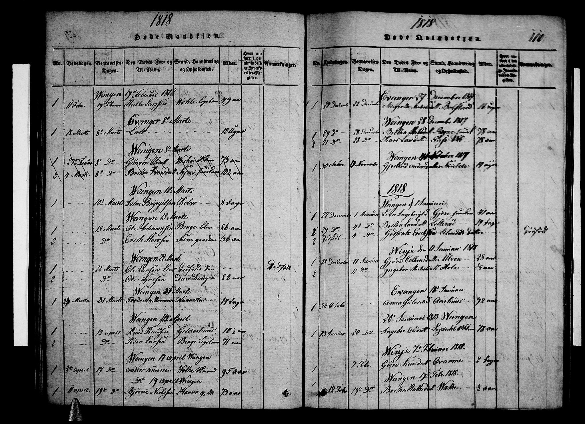 Voss sokneprestembete, AV/SAB-A-79001/H/Hab: Parish register (copy) no. A 1, 1816-1818, p. 110