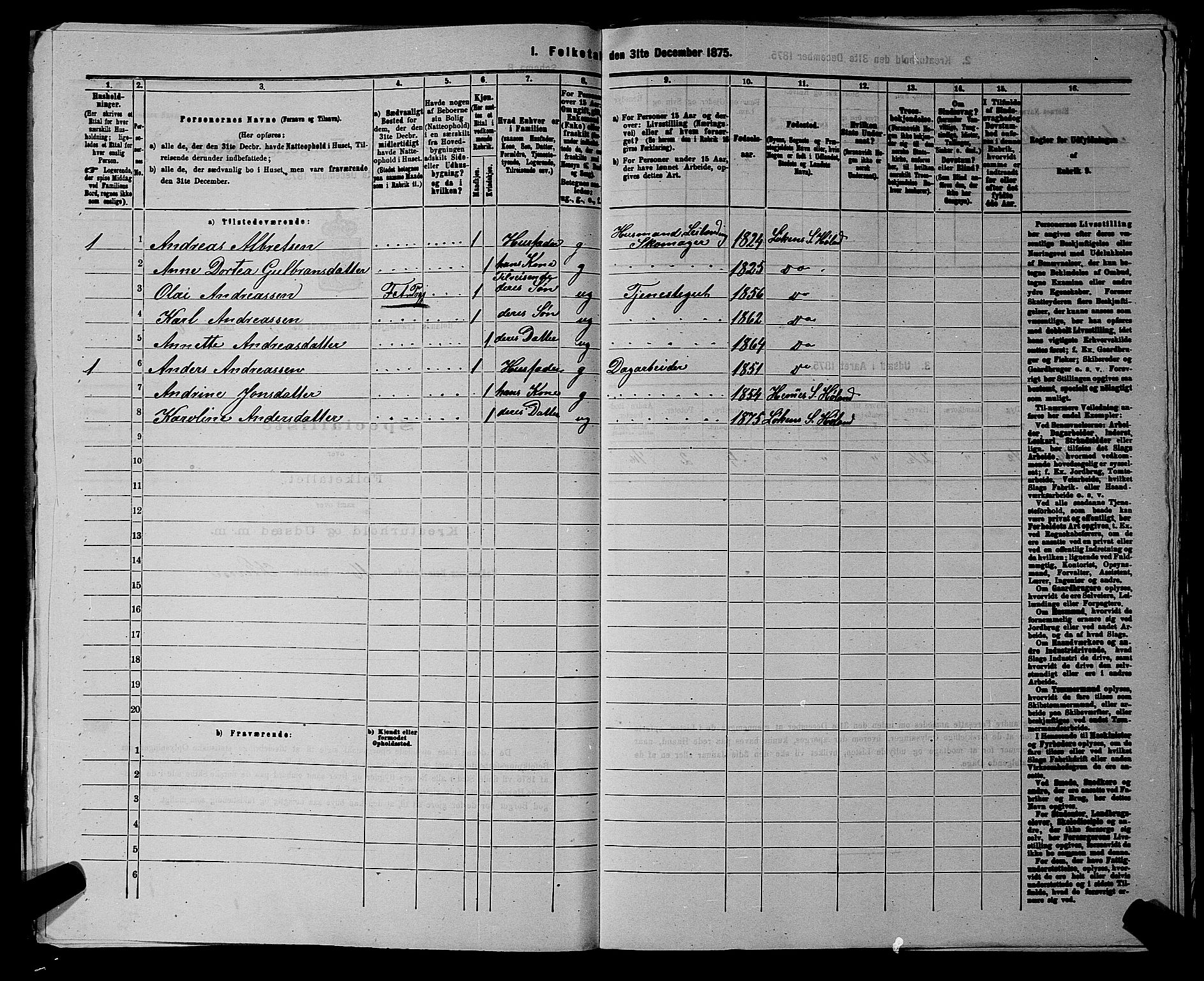 RA, 1875 census for 0221P Høland, 1875, p. 438