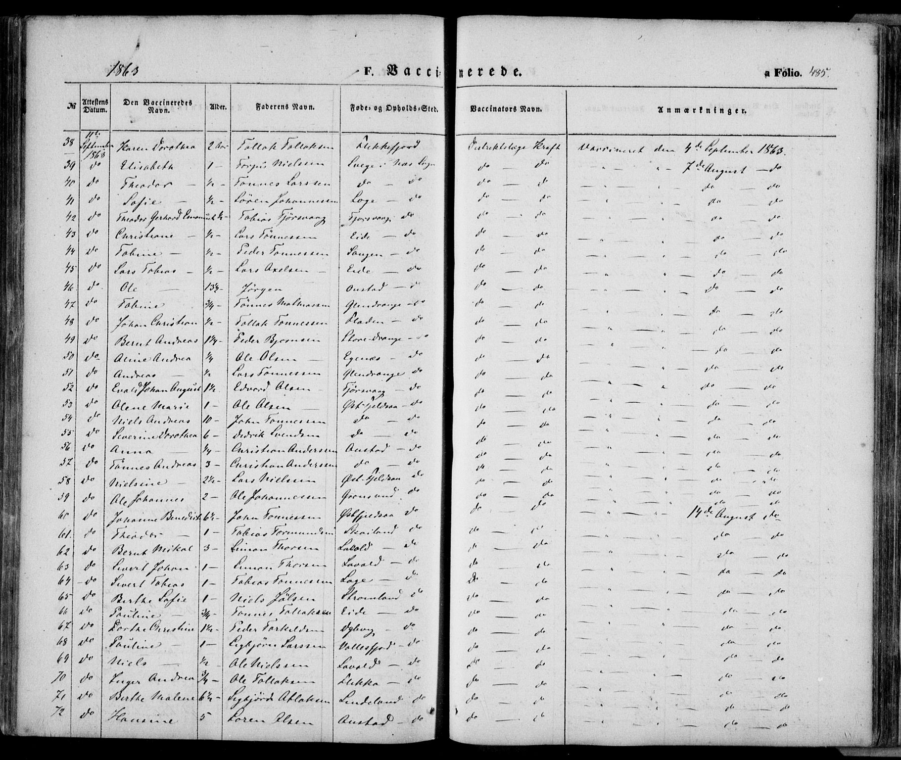 Flekkefjord sokneprestkontor, AV/SAK-1111-0012/F/Fa/Fac/L0005: Parish register (official) no. A 5, 1849-1875, p. 485