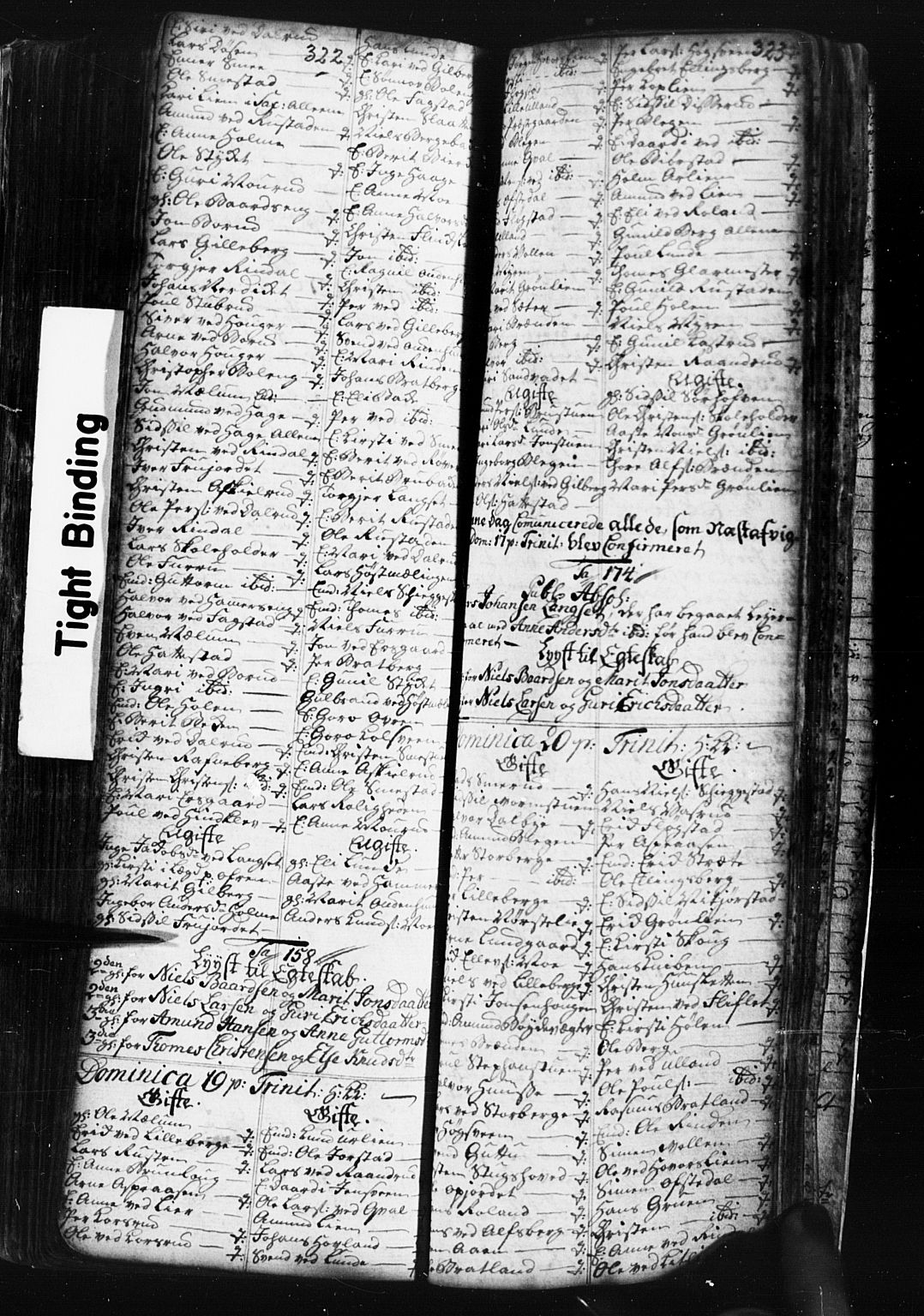 Fåberg prestekontor, SAH/PREST-086/H/Ha/Hab/L0001: Parish register (copy) no. 1, 1727-1767, p. 322-323