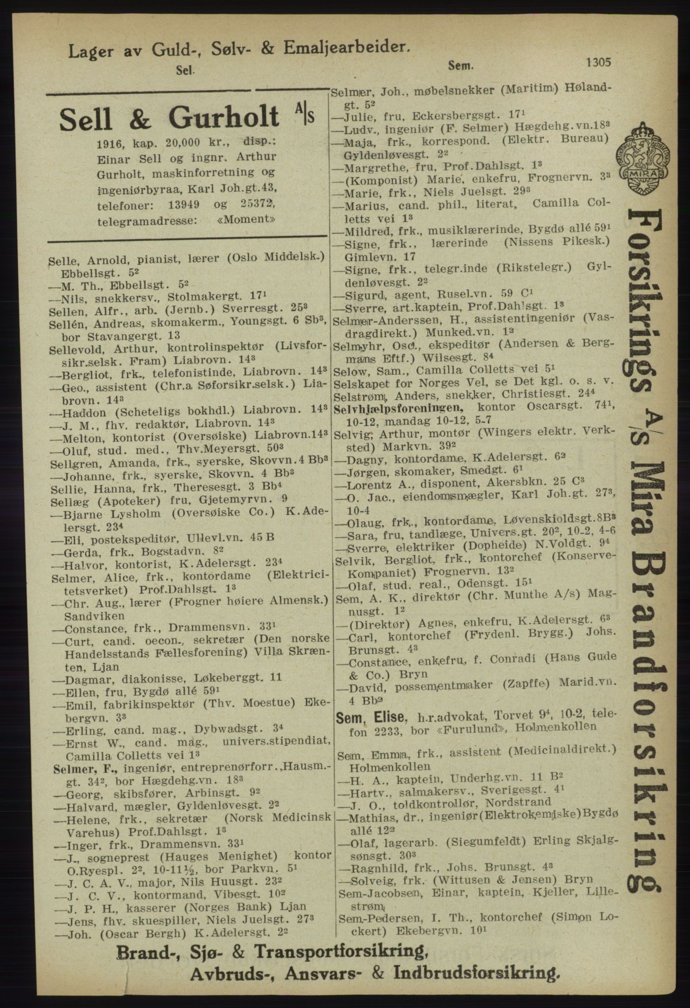 Kristiania/Oslo adressebok, PUBL/-, 1918, p. 1330