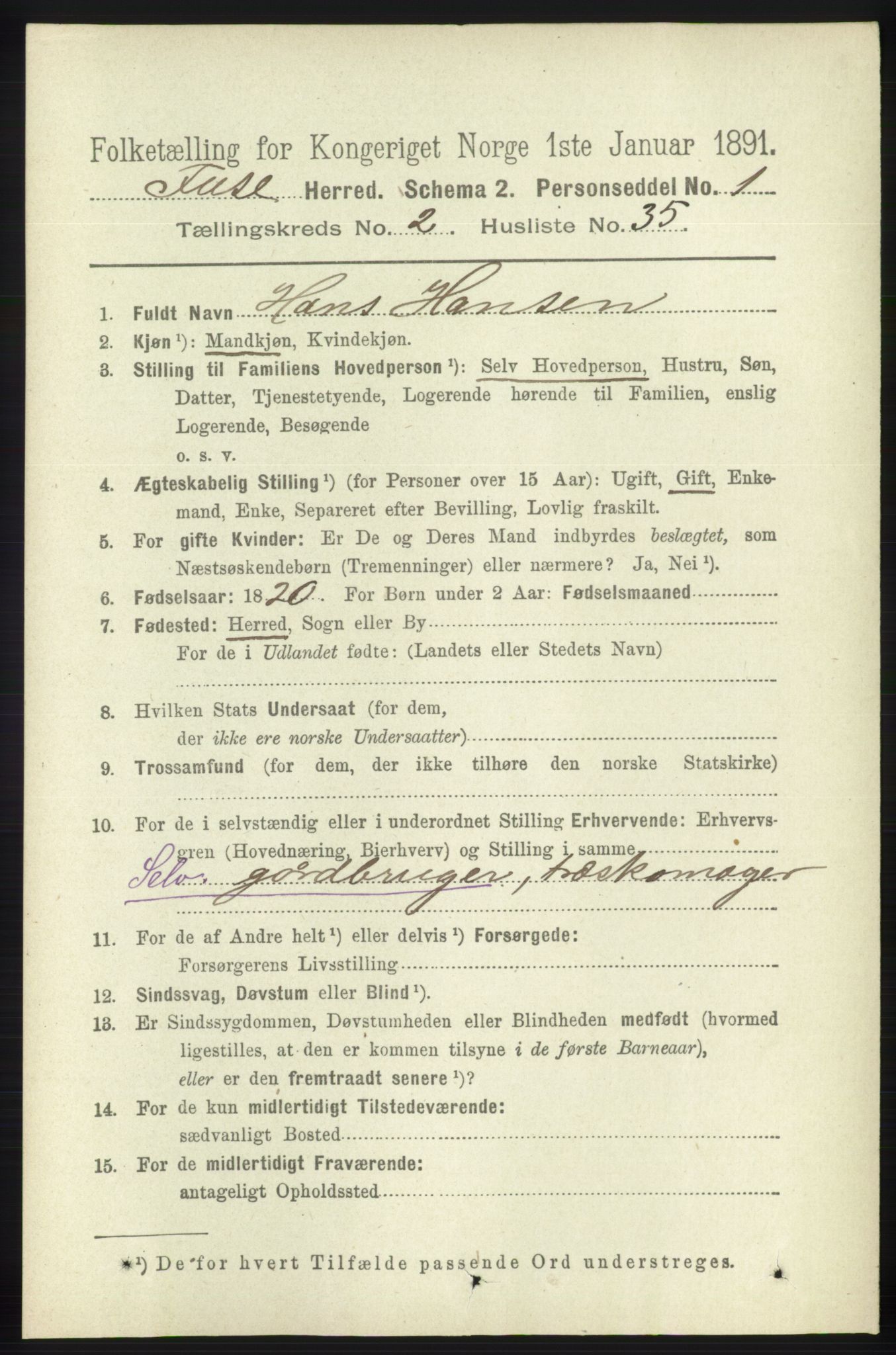 RA, 1891 census for 1241 Fusa, 1891, p. 472