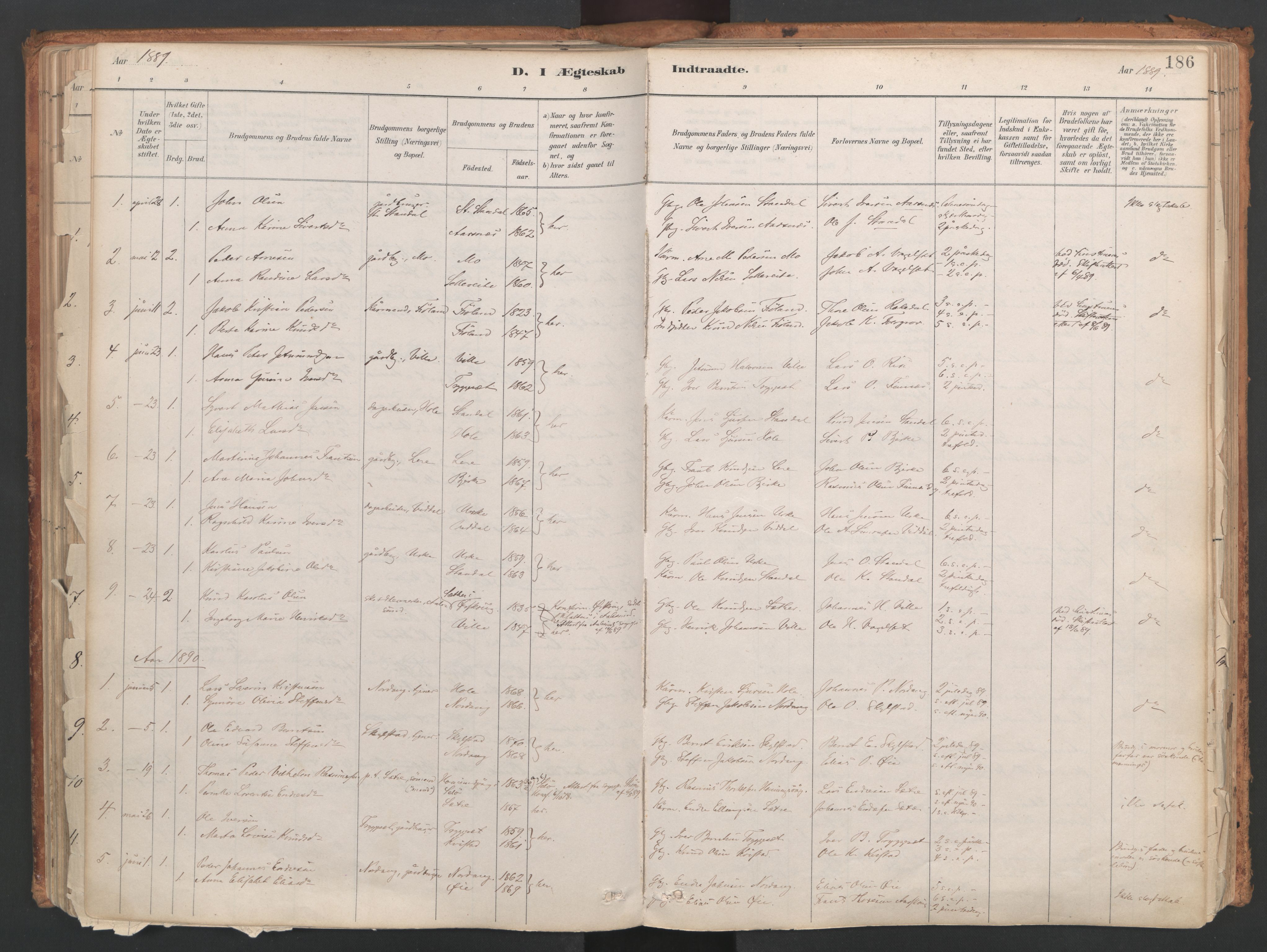 Ministerialprotokoller, klokkerbøker og fødselsregistre - Møre og Romsdal, SAT/A-1454/515/L0211: Parish register (official) no. 515A07, 1886-1910, p. 186