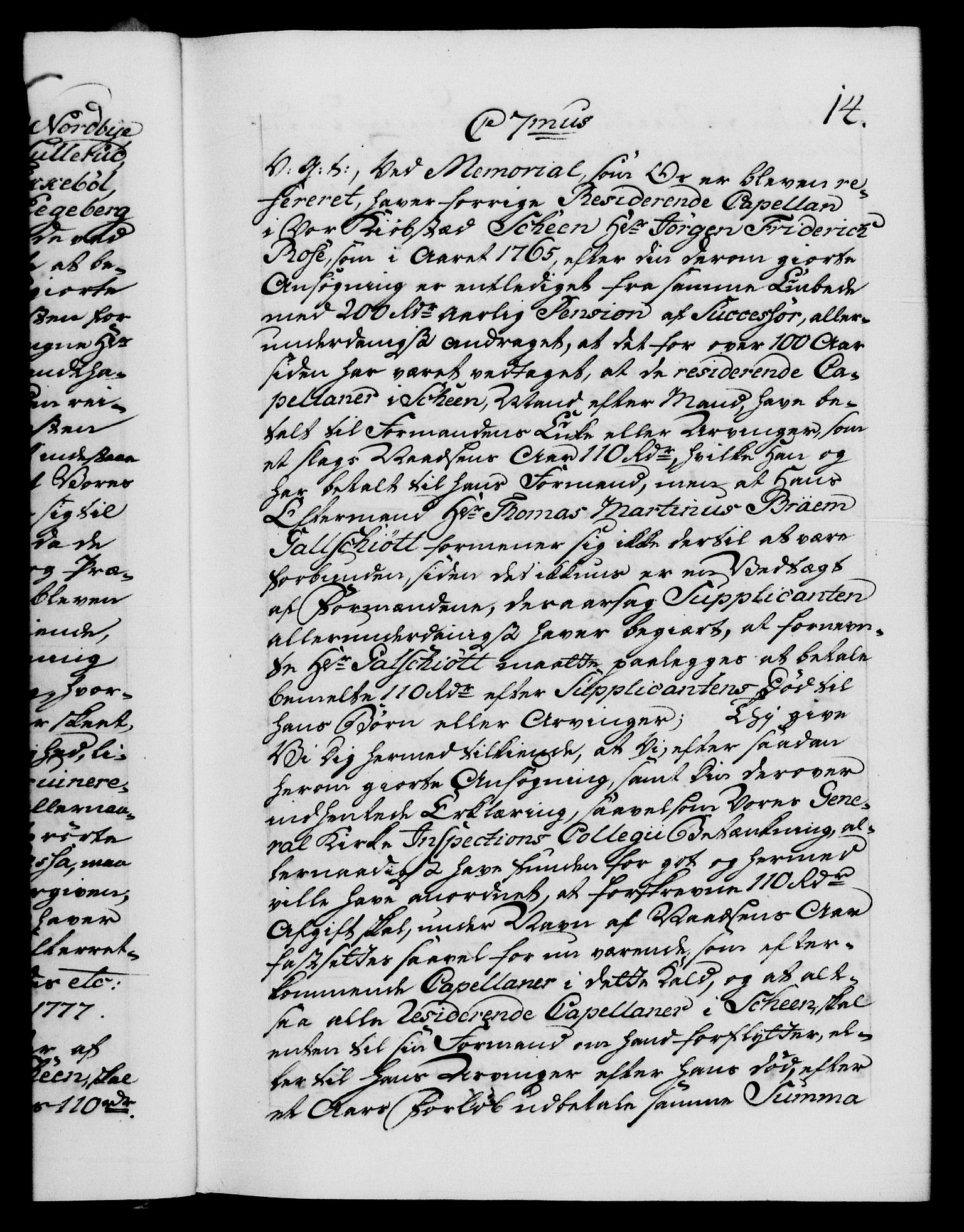 Danske Kanselli 1572-1799, AV/RA-EA-3023/F/Fc/Fca/Fcab/L0042: Norske tegnelser, 1777-1781, p. 14a