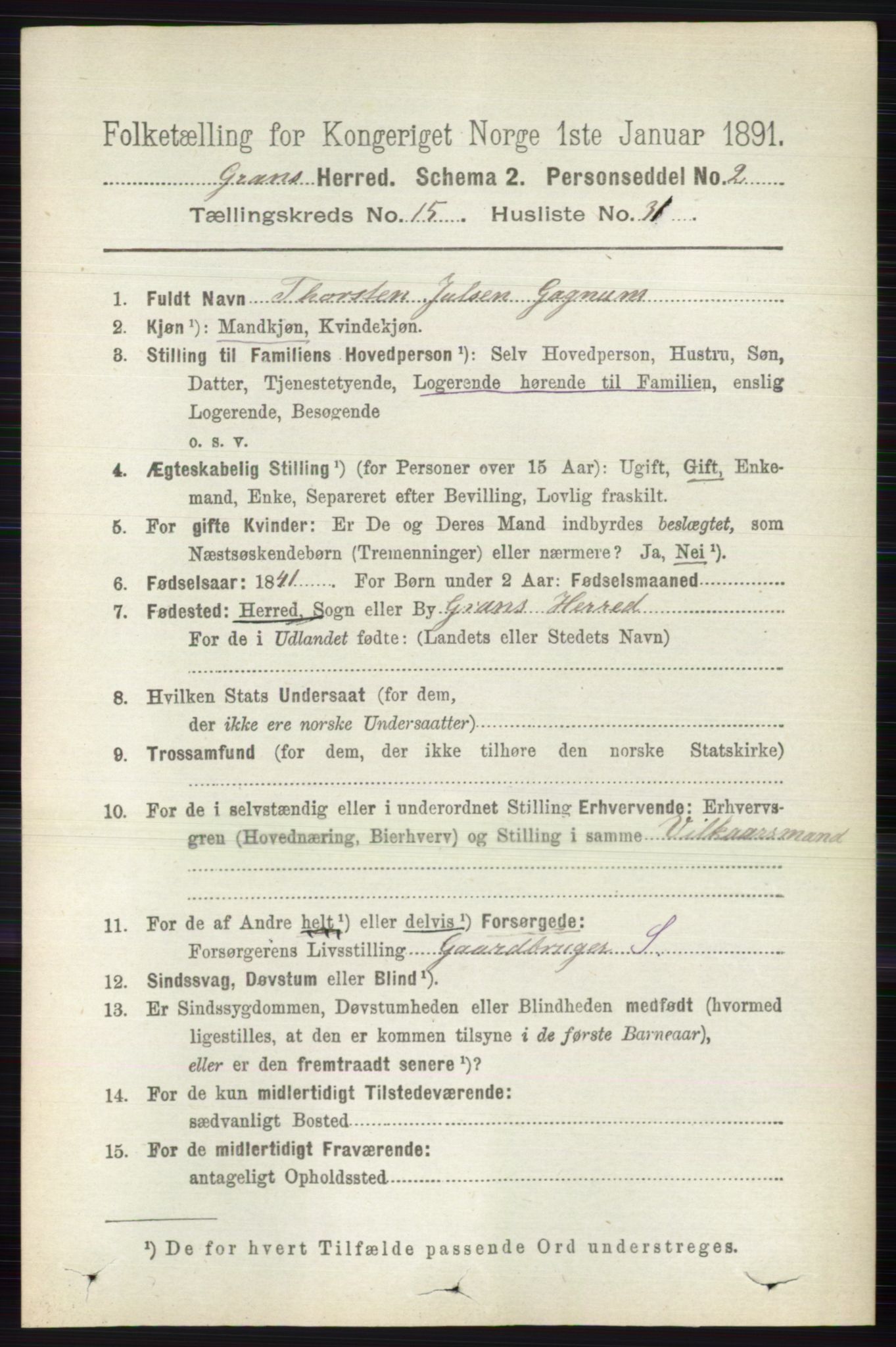 RA, 1891 census for 0534 Gran, 1891, p. 7770