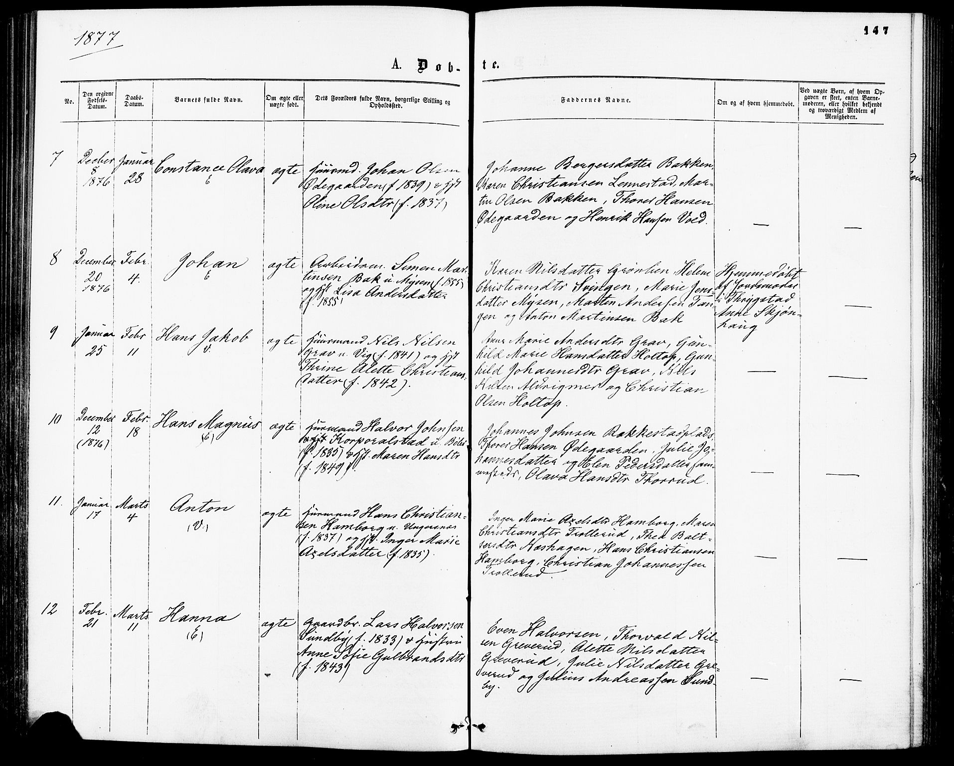Enebakk prestekontor Kirkebøker, SAO/A-10171c/F/Fa/L0011: Parish register (official) no. I 11, 1862-1882, p. 147
