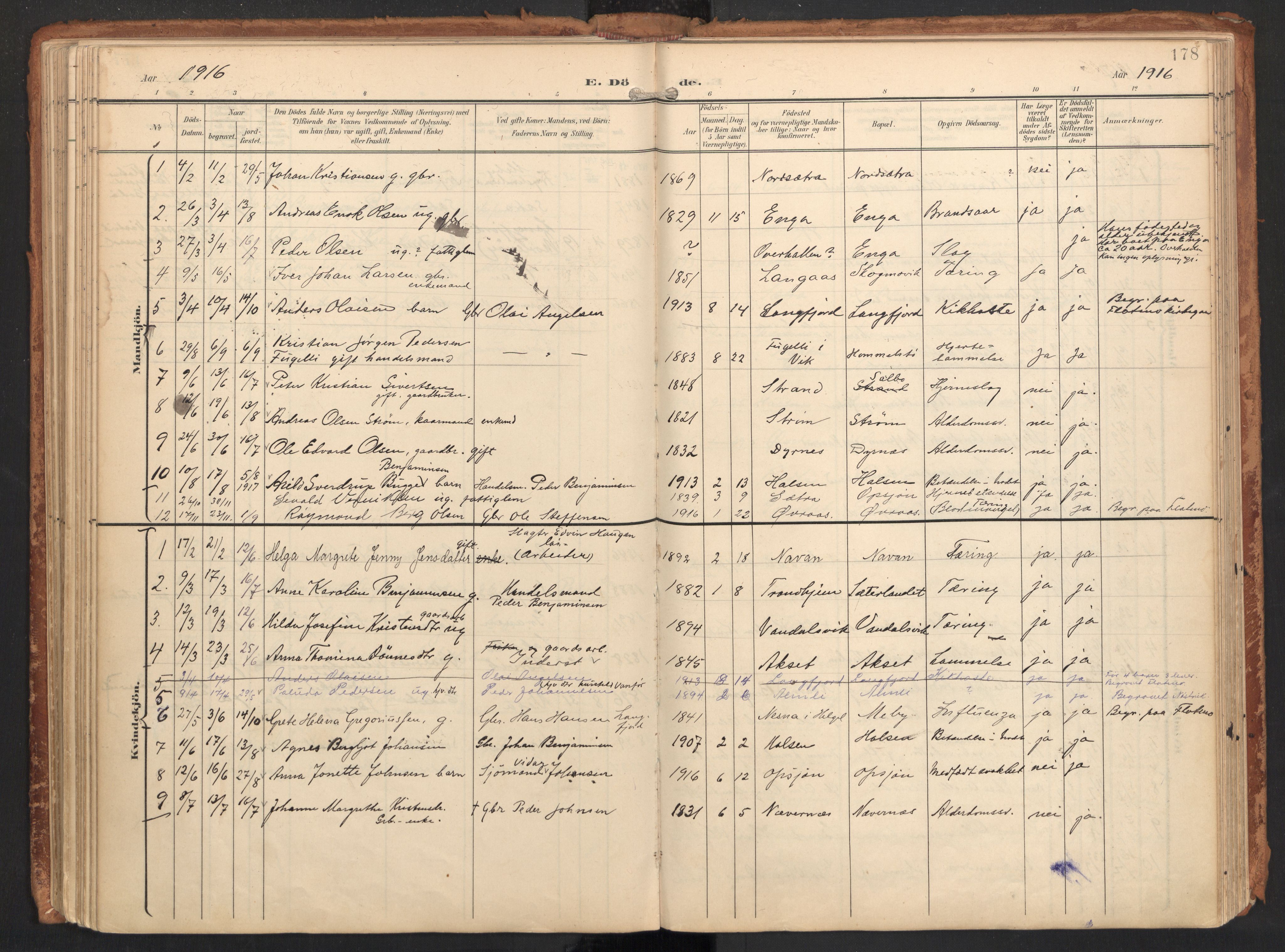 Ministerialprotokoller, klokkerbøker og fødselsregistre - Nordland, SAT/A-1459/814/L0227: Parish register (official) no. 814A08, 1899-1920, p. 178
