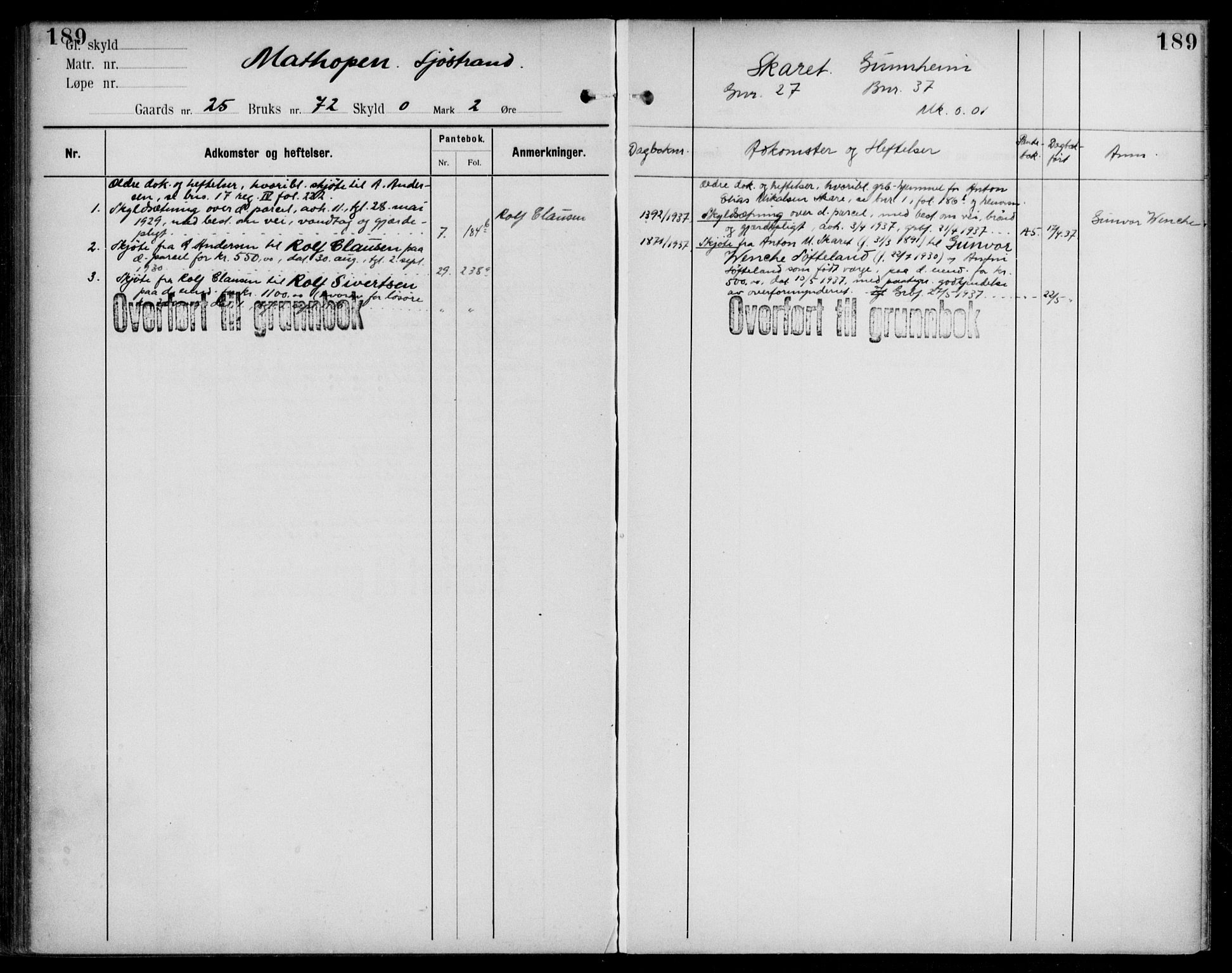 Midhordland sorenskriveri, AV/SAB-A-3001/1/G/Ga/Gab/L0108: Mortgage register no. II.A.b.108, p. 189