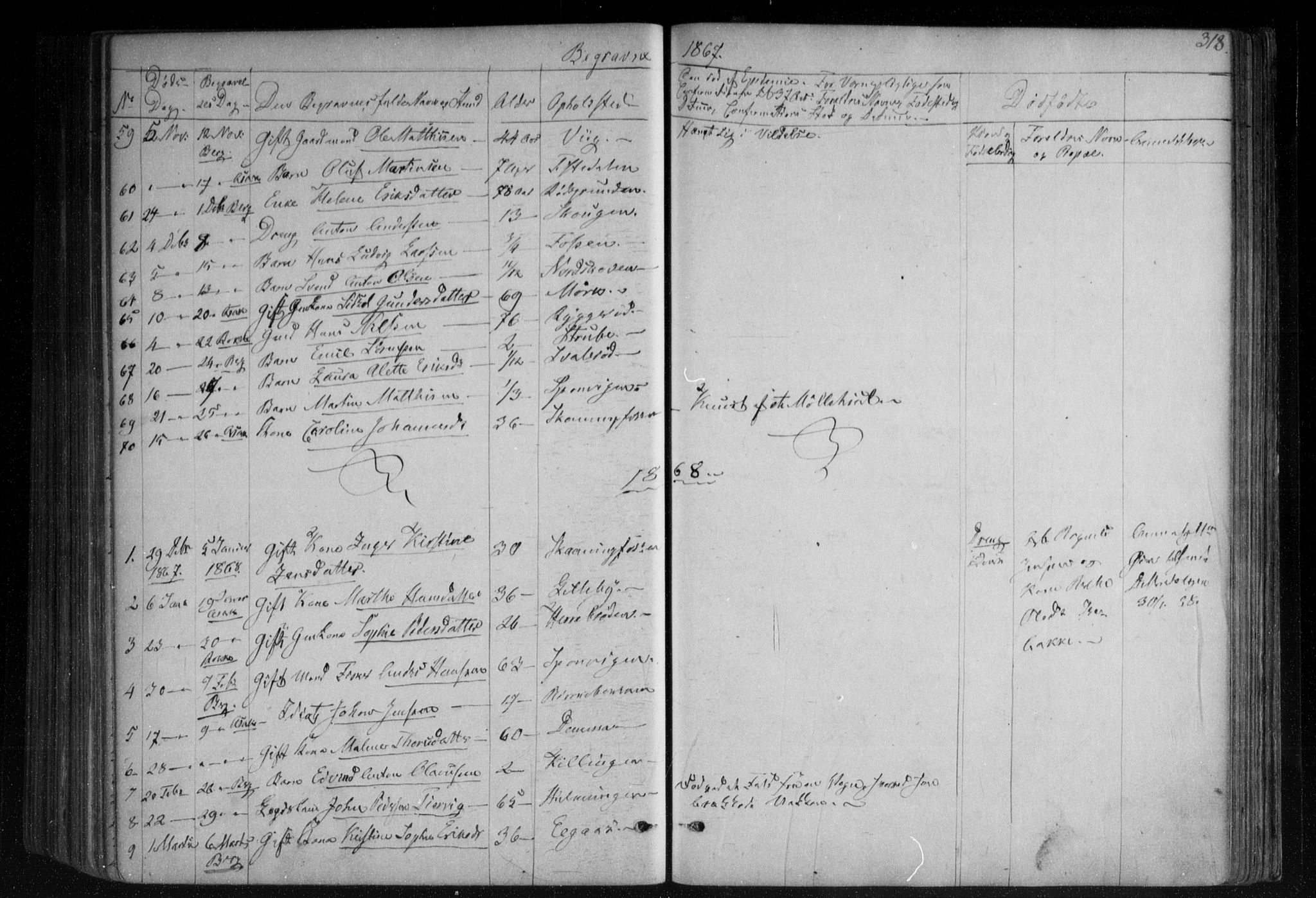 Berg prestekontor Kirkebøker, AV/SAO-A-10902/F/Fa/L0005: Parish register (official) no. I 5, 1861-1877, p. 318