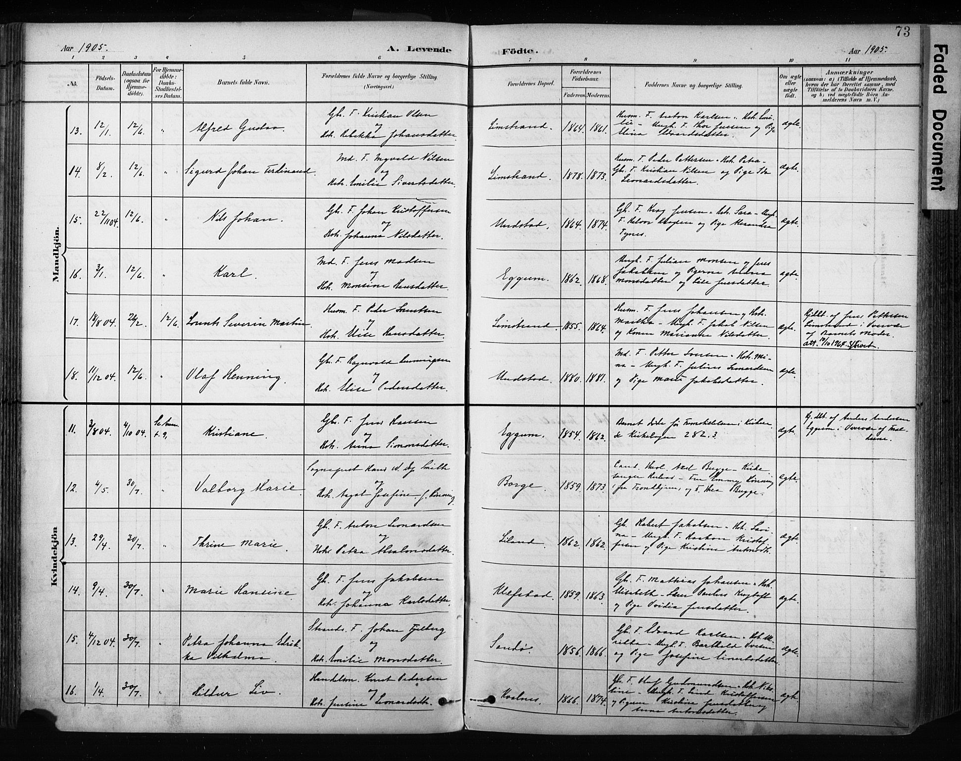 Ministerialprotokoller, klokkerbøker og fødselsregistre - Nordland, AV/SAT-A-1459/880/L1134: Parish register (official) no. 880A08, 1899-1908, p. 73