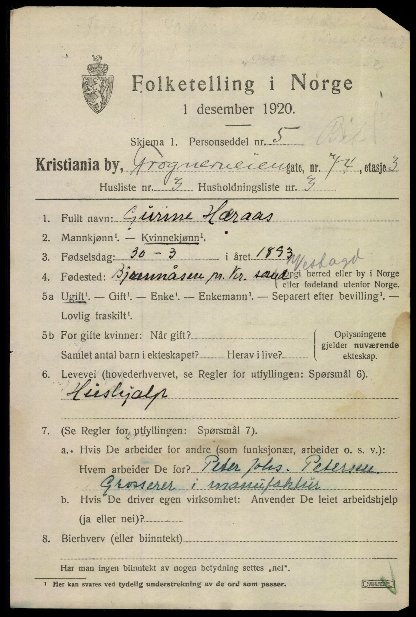 SAO, 1920 census for Kristiania, 1920, p. 243647