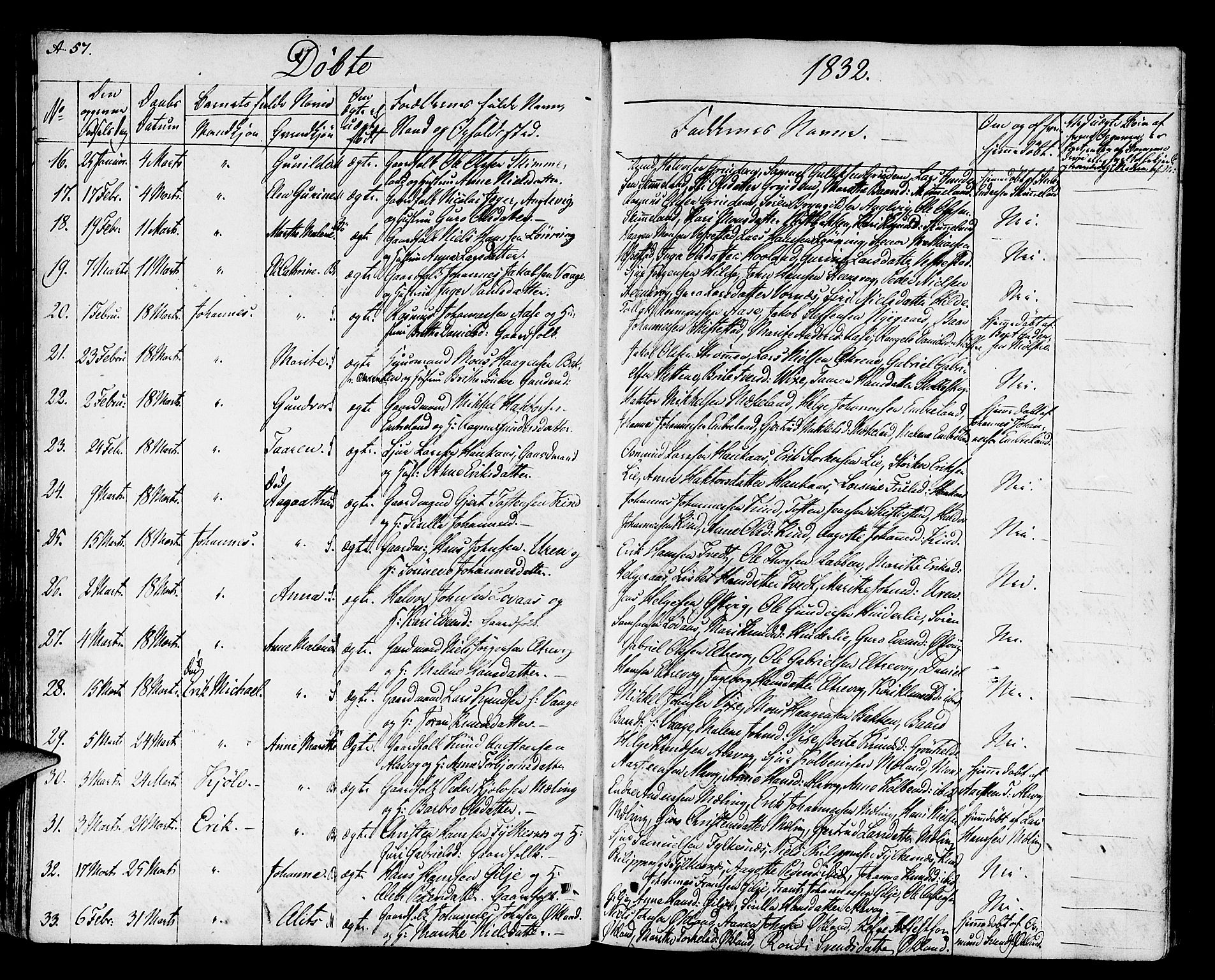 Finnås sokneprestembete, AV/SAB-A-99925/H/Ha/Haa/Haaa/L0005: Parish register (official) no. A 5, 1823-1835, p. 57