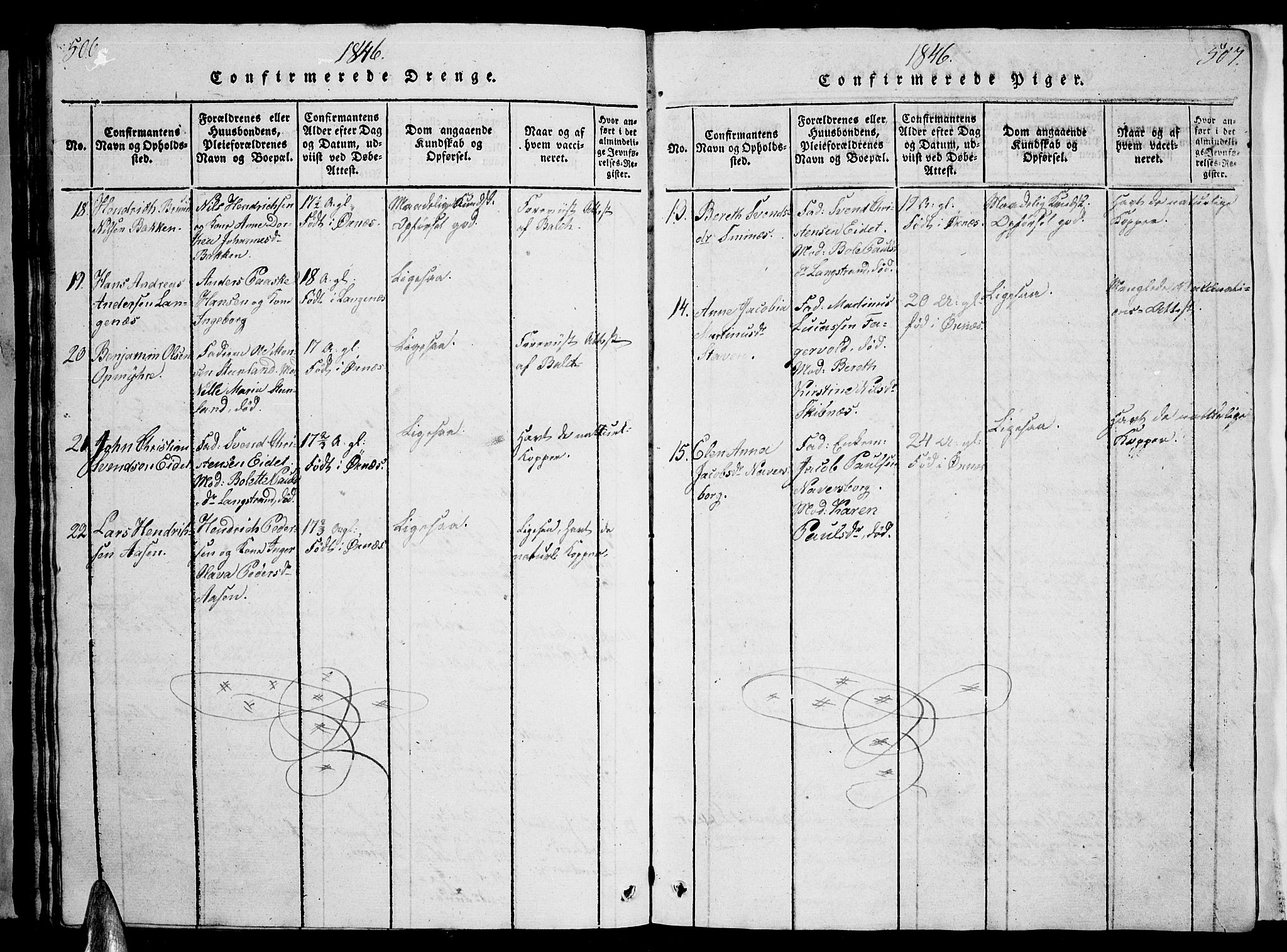 Ministerialprotokoller, klokkerbøker og fødselsregistre - Nordland, AV/SAT-A-1459/893/L1346: Parish register (copy) no. 893C01, 1820-1858, p. 506-507