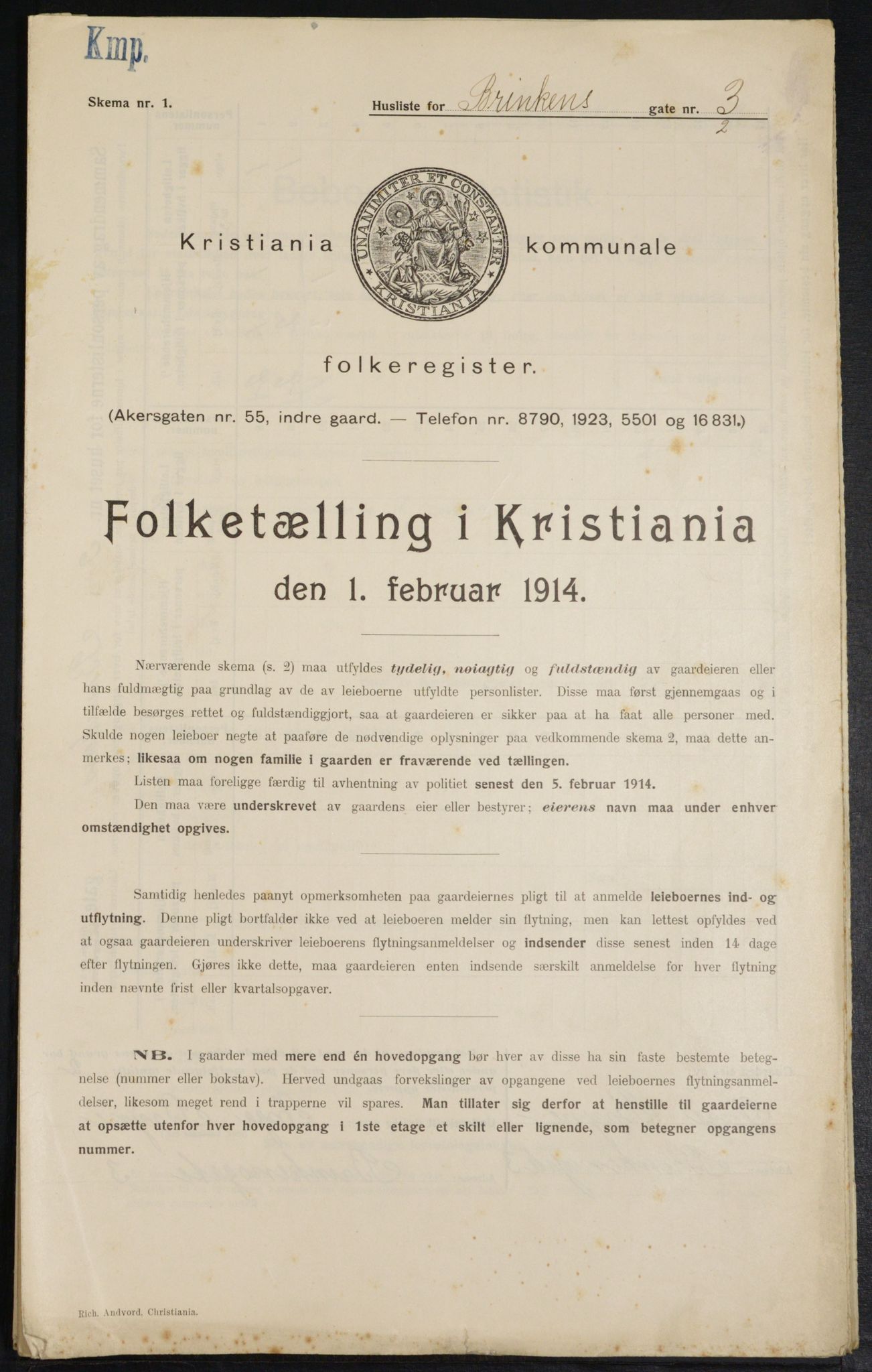 OBA, Municipal Census 1914 for Kristiania, 1914, p. 8797