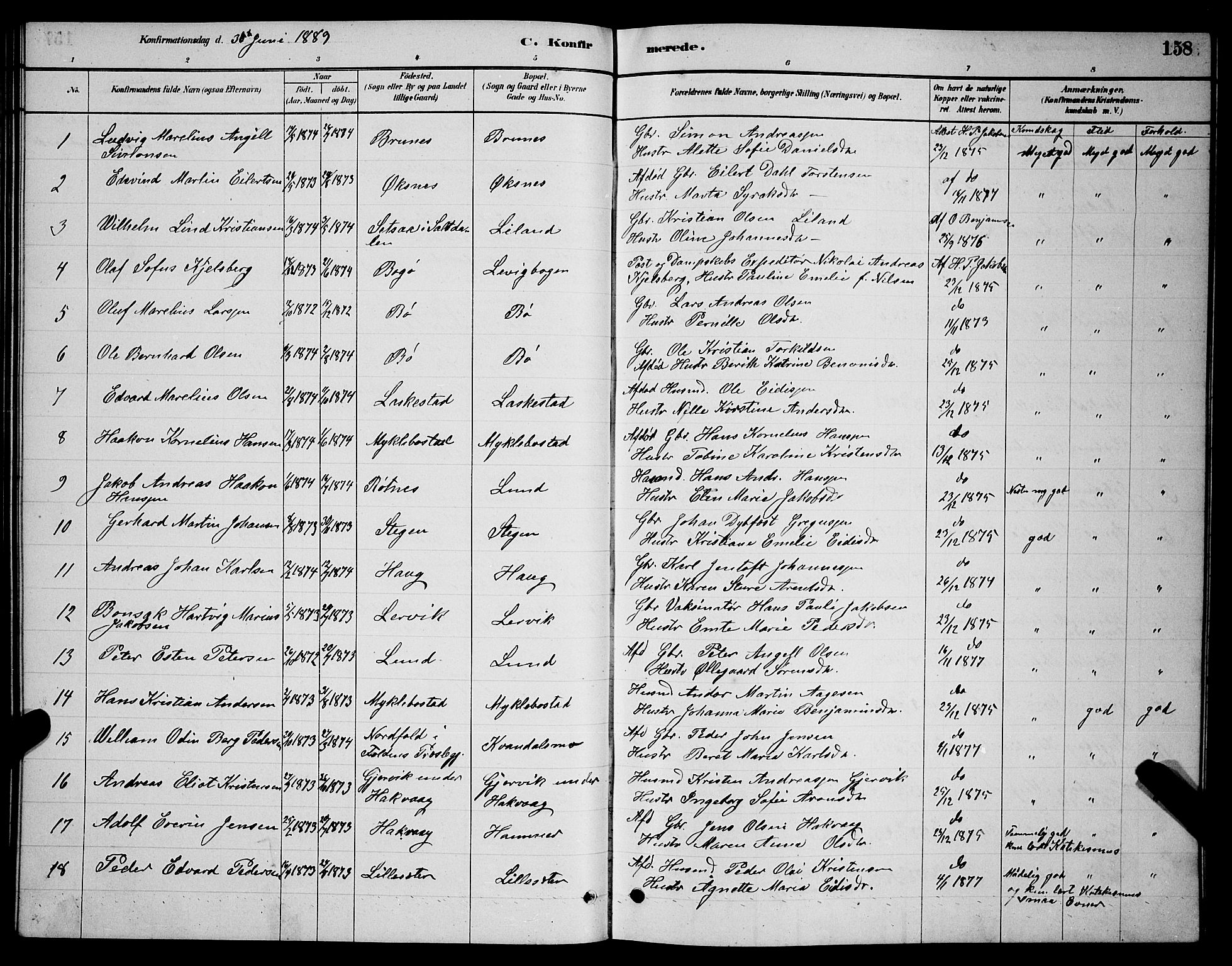 Ministerialprotokoller, klokkerbøker og fødselsregistre - Nordland, SAT/A-1459/855/L0816: Parish register (copy) no. 855C05, 1879-1894, p. 158