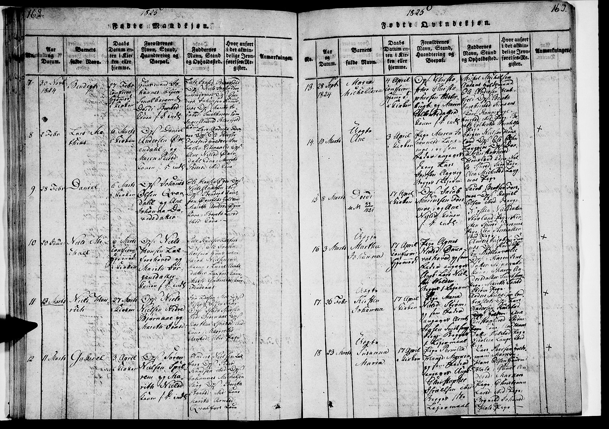 Ministerialprotokoller, klokkerbøker og fødselsregistre - Nordland, AV/SAT-A-1459/820/L0288: Parish register (official) no. 820A09, 1820-1825, p. 162-163