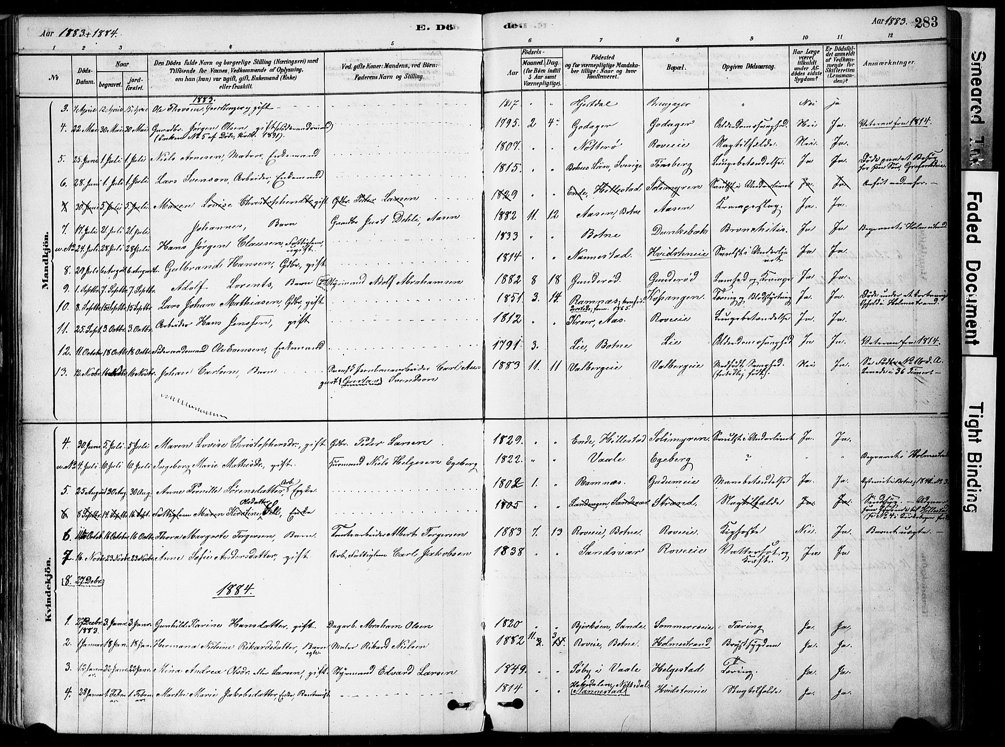 Botne kirkebøker, AV/SAKO-A-340/F/Fa/L0007: Parish register (official) no. I 7, 1878-1910, p. 283
