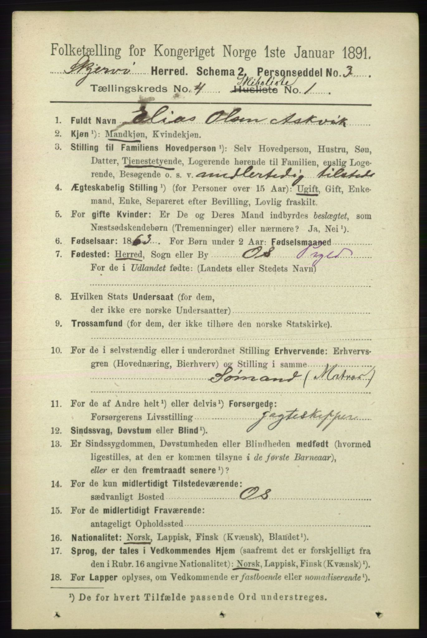 RA, 1891 census for 1941 Skjervøy, 1891, p. 2874