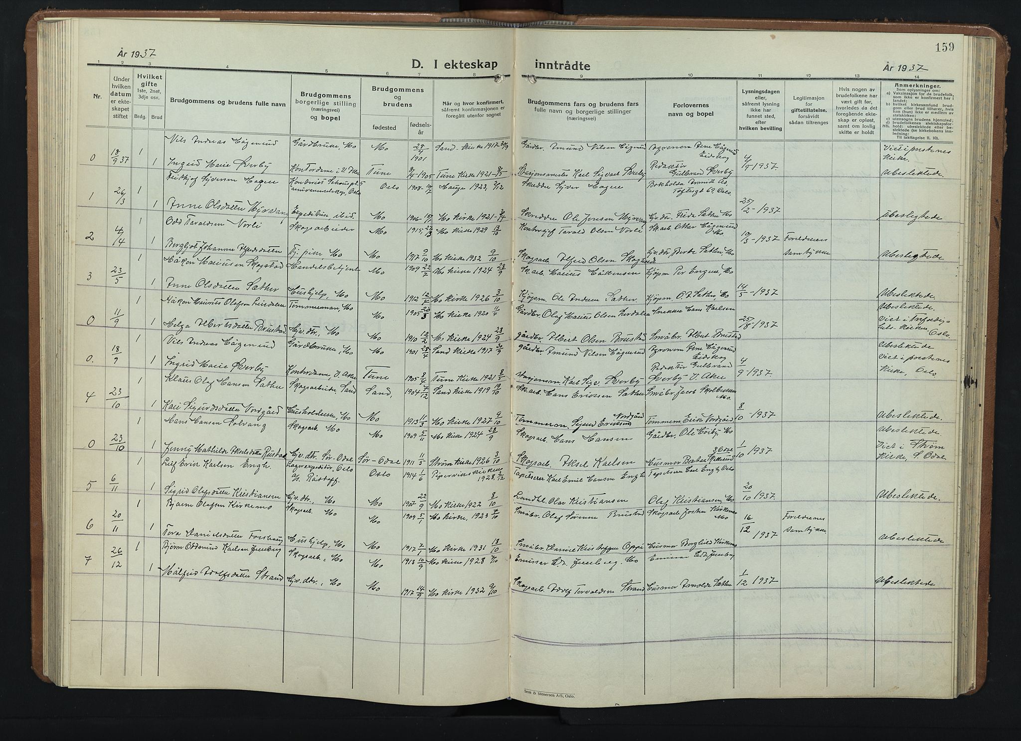 Nord-Odal prestekontor, AV/SAH-PREST-032/H/Ha/Hab/L0006: Parish register (copy) no. 6, 1936-1950, p. 159