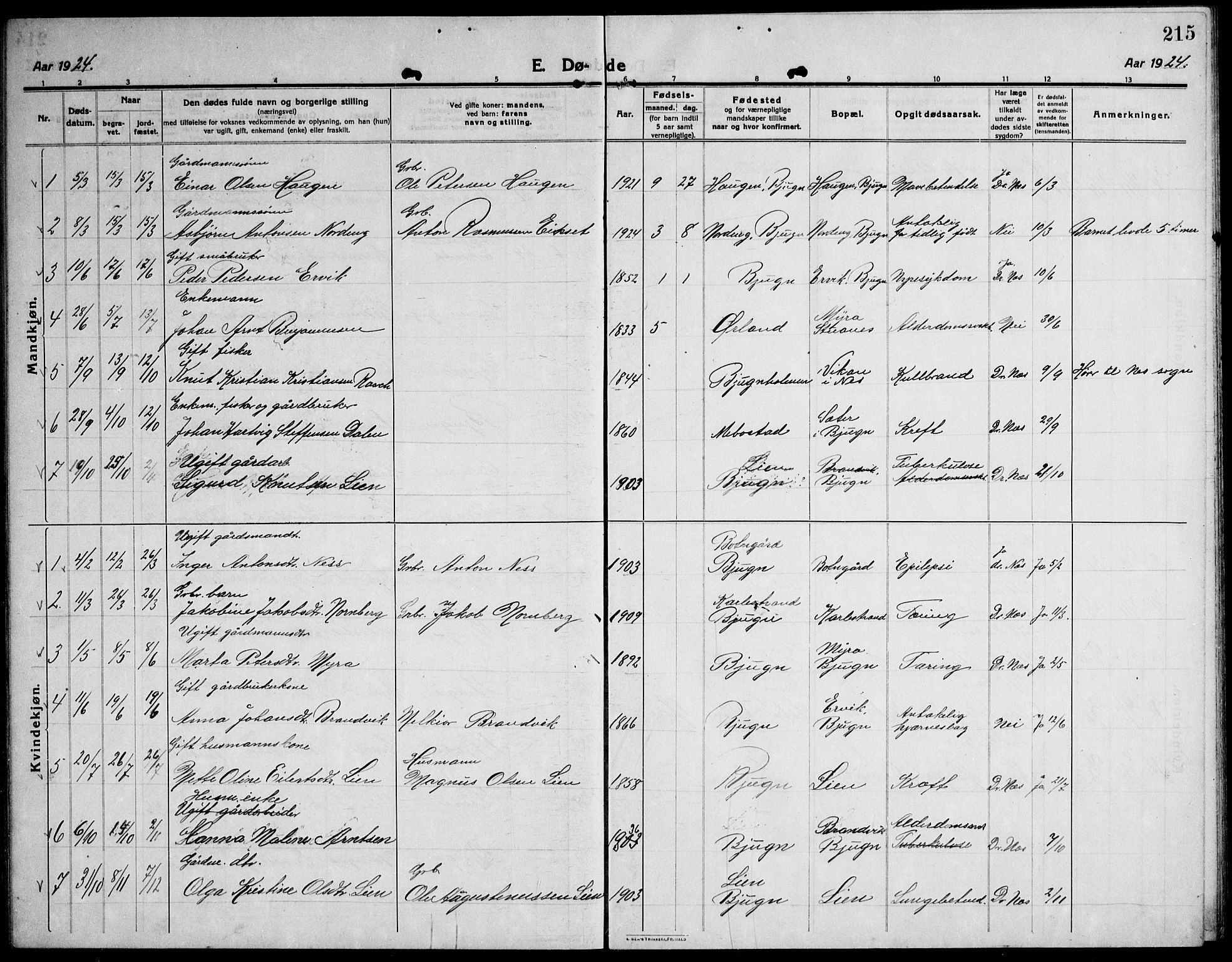 Ministerialprotokoller, klokkerbøker og fødselsregistre - Sør-Trøndelag, SAT/A-1456/651/L0648: Parish register (copy) no. 651C02, 1915-1945, p. 215