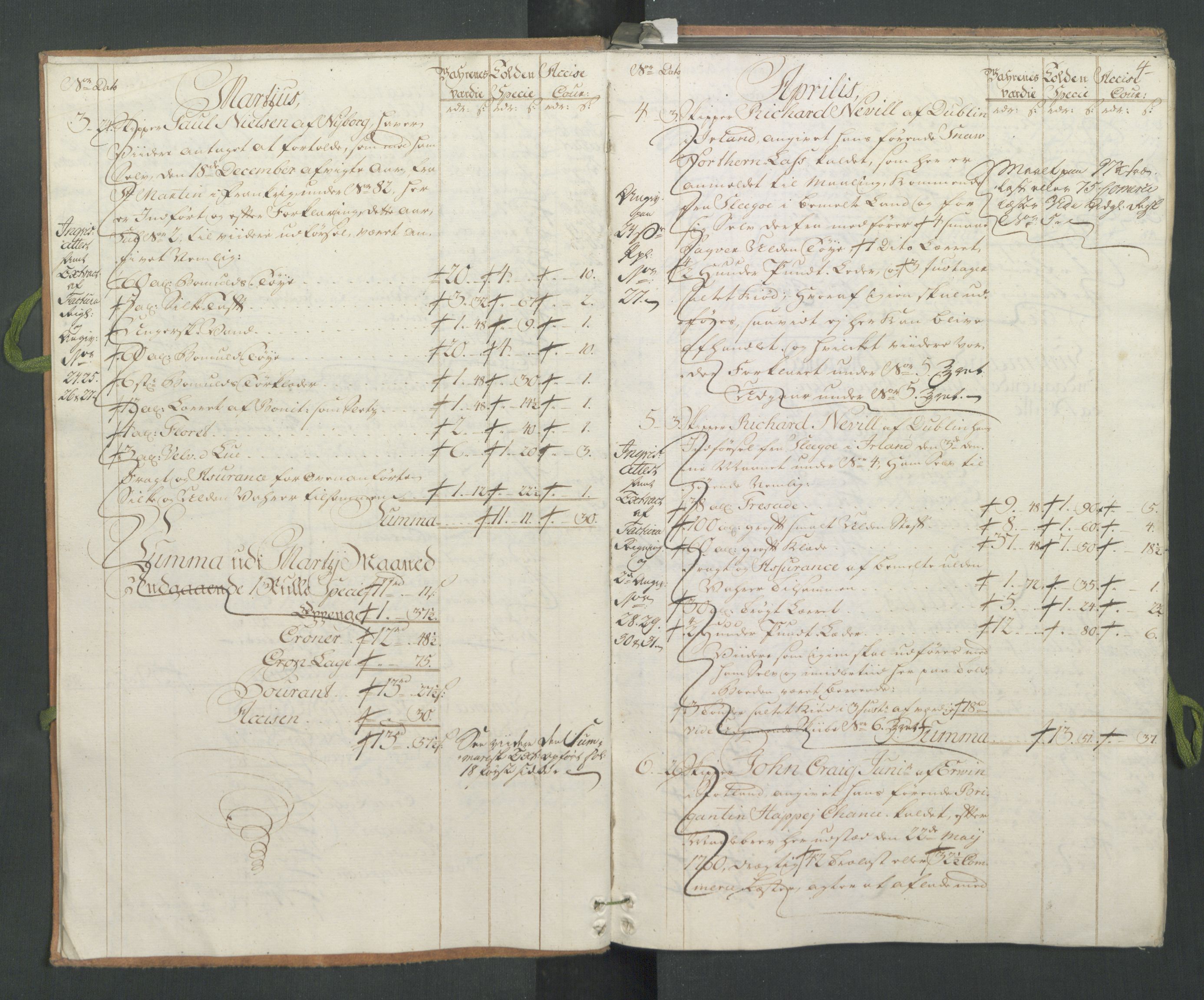 Generaltollkammeret, tollregnskaper, AV/RA-EA-5490/R31/L0023/0001: Tollregnskaper Molde / Hovedtollbok, 1762, p. 3b-4a