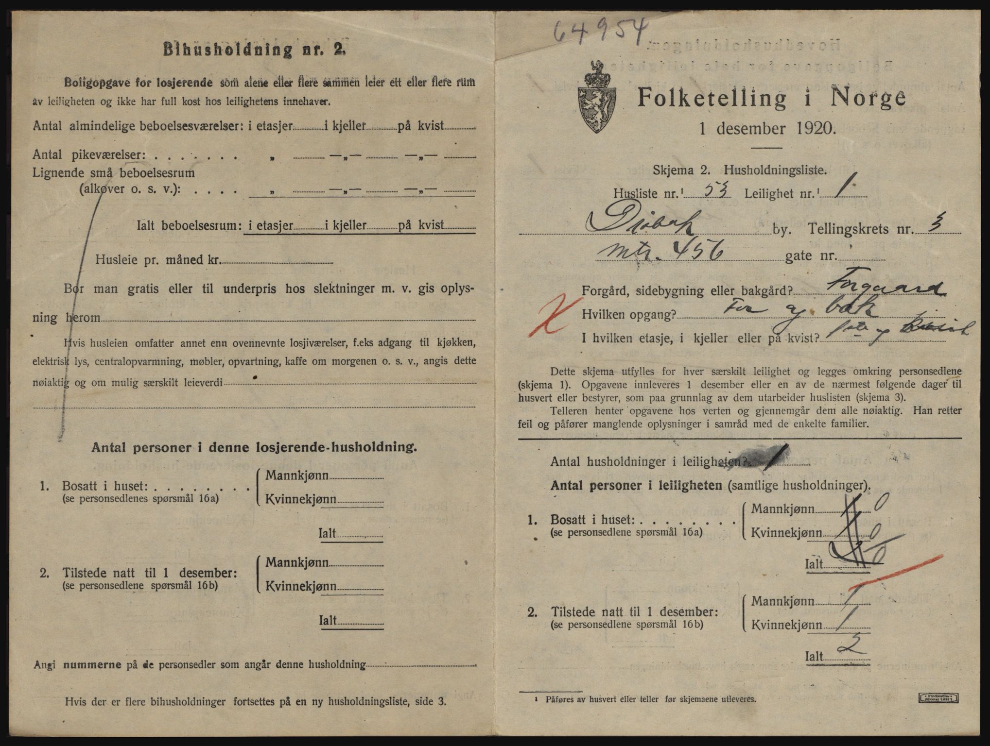 SAO, 1920 census for Drøbak, 1920, p. 1283