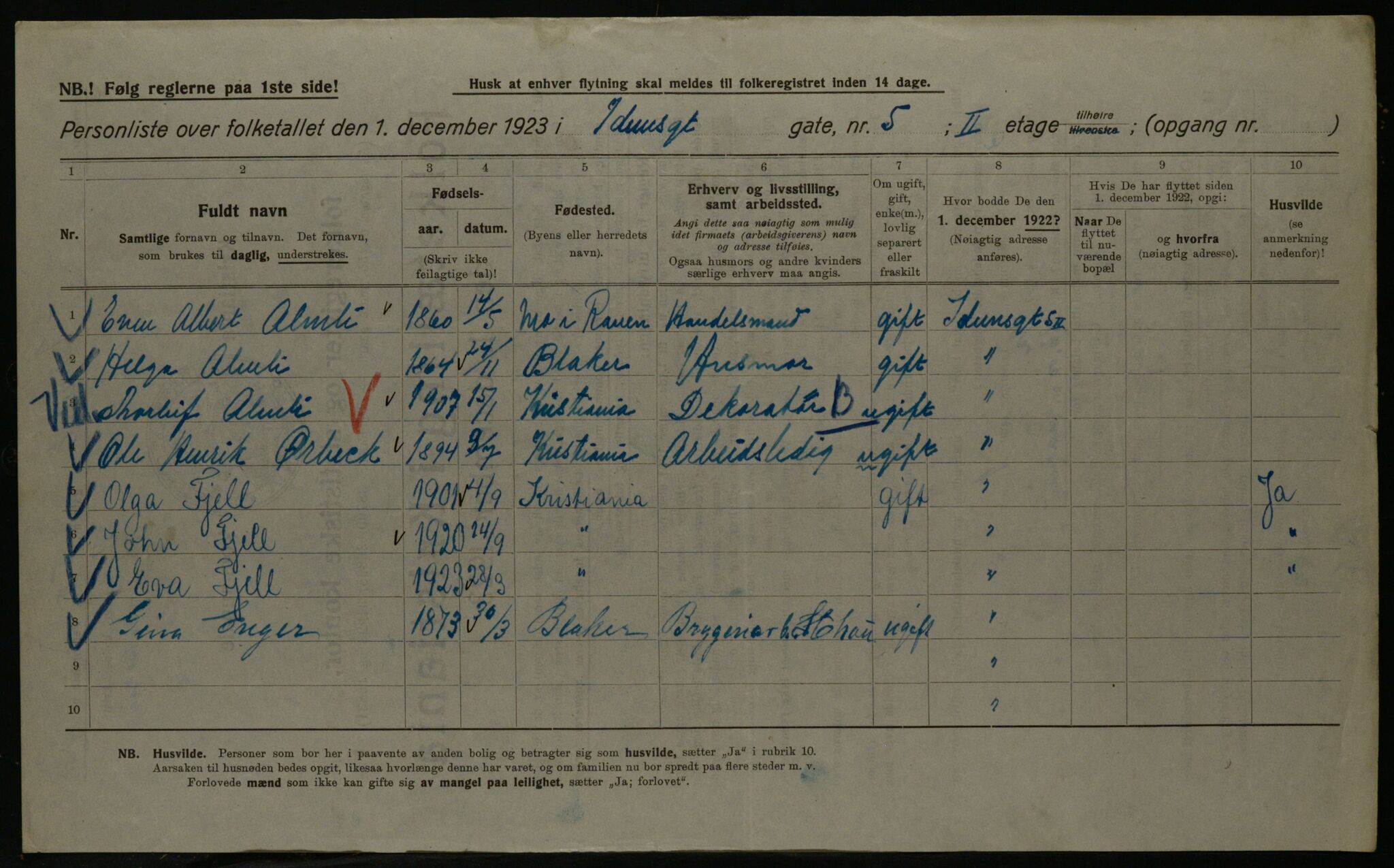 OBA, Municipal Census 1923 for Kristiania, 1923, p. 48330