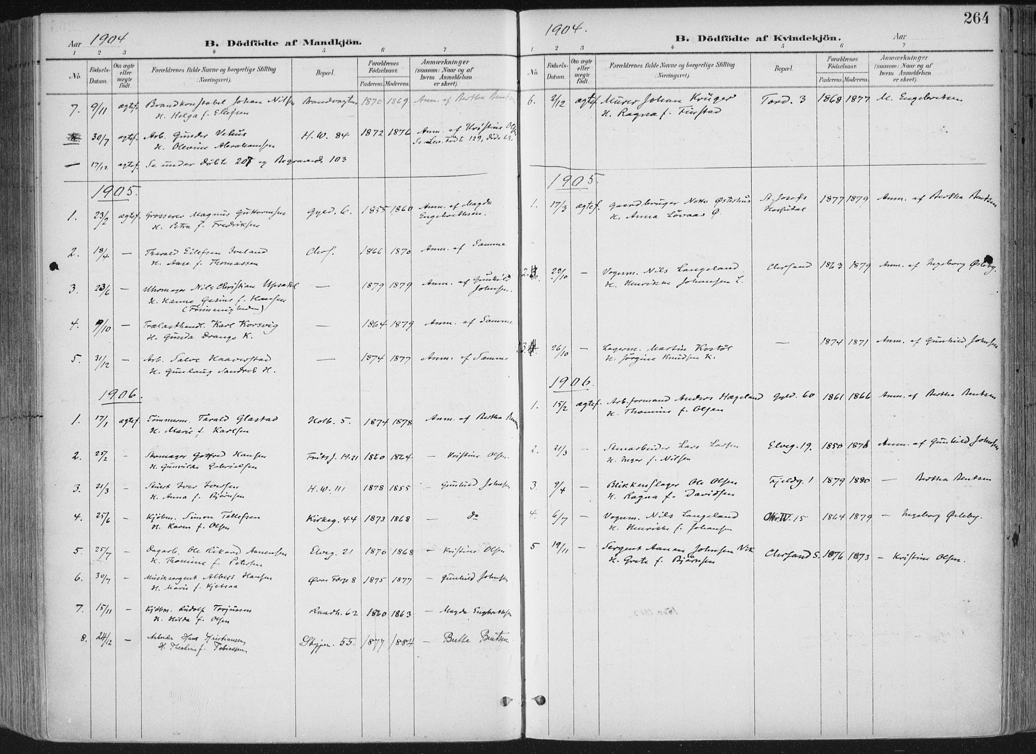 Kristiansand domprosti, AV/SAK-1112-0006/F/Fa/L0021: Parish register (official) no. A 20, 1898-1908, p. 264