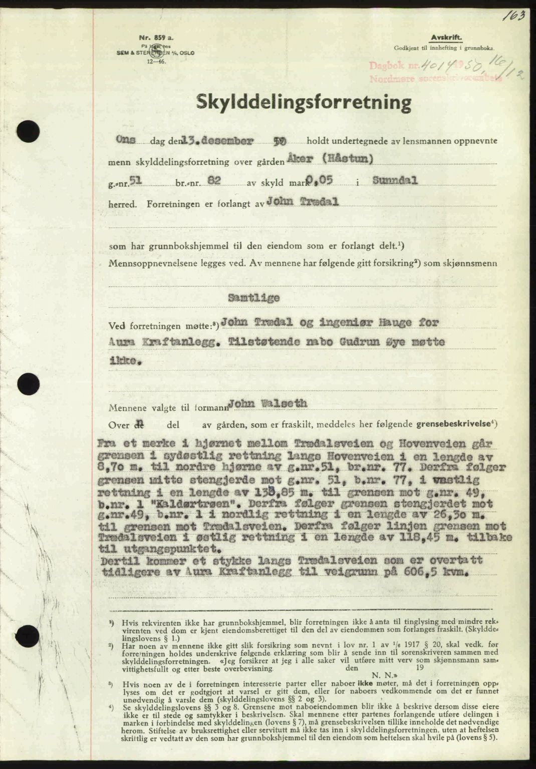 Nordmøre sorenskriveri, AV/SAT-A-4132/1/2/2Ca: Mortgage book no. A117, 1950-1950, Diary no: : 4014/1950