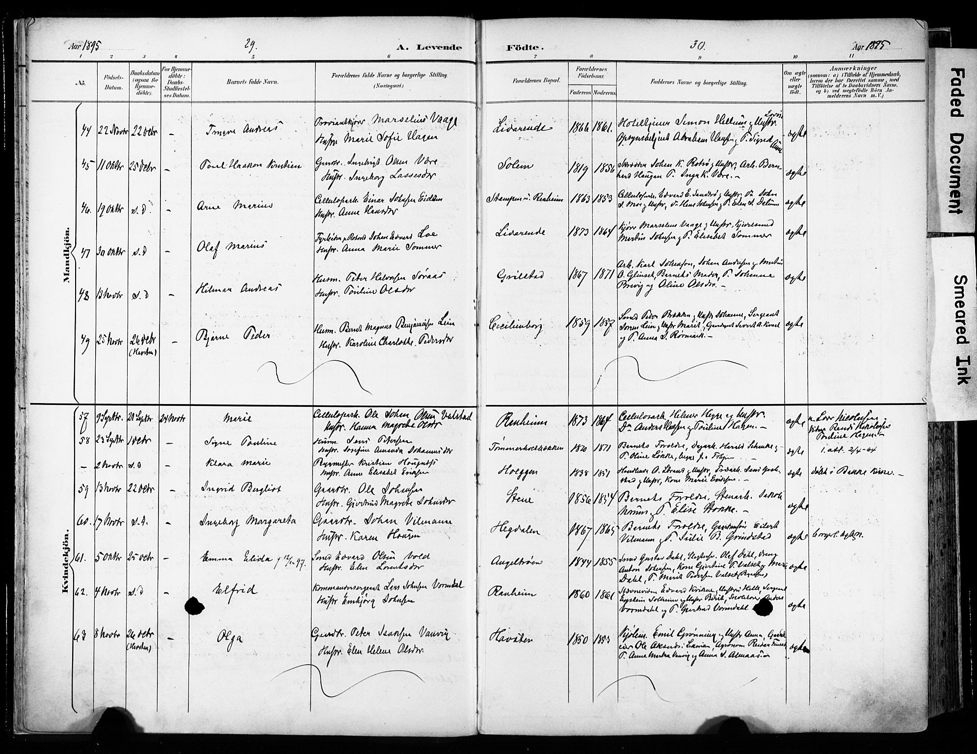 Ministerialprotokoller, klokkerbøker og fødselsregistre - Sør-Trøndelag, SAT/A-1456/606/L0301: Parish register (official) no. 606A16, 1894-1907, p. 29-30