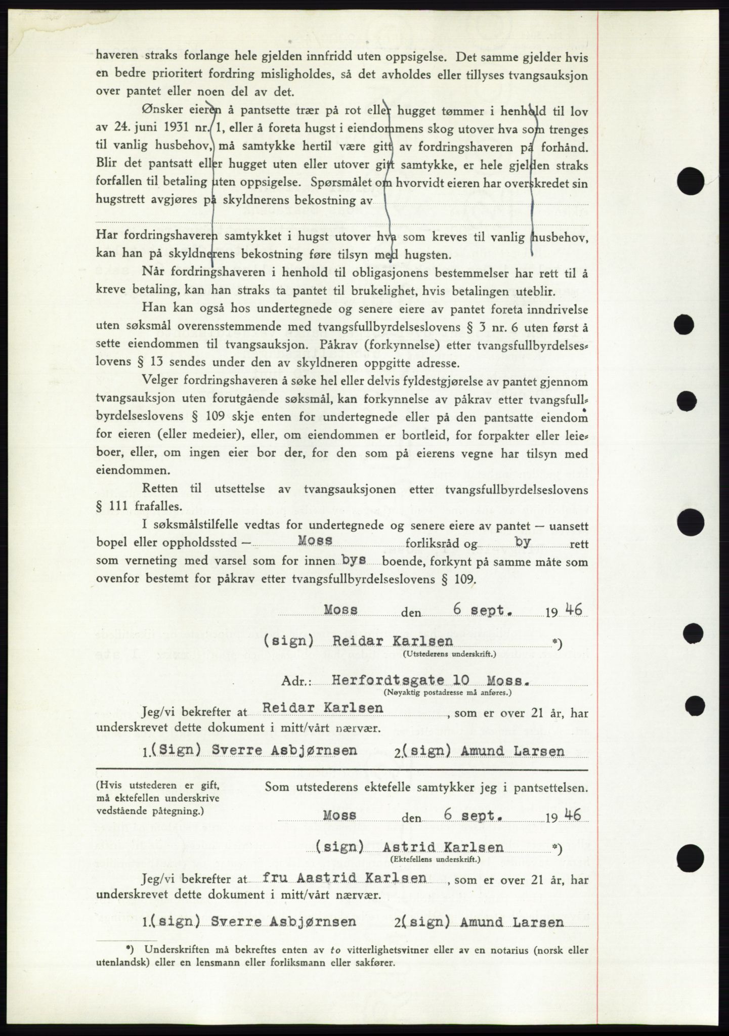 Moss sorenskriveri, SAO/A-10168: Mortgage book no. B15, 1946-1946, Diary no: : 2080/1946