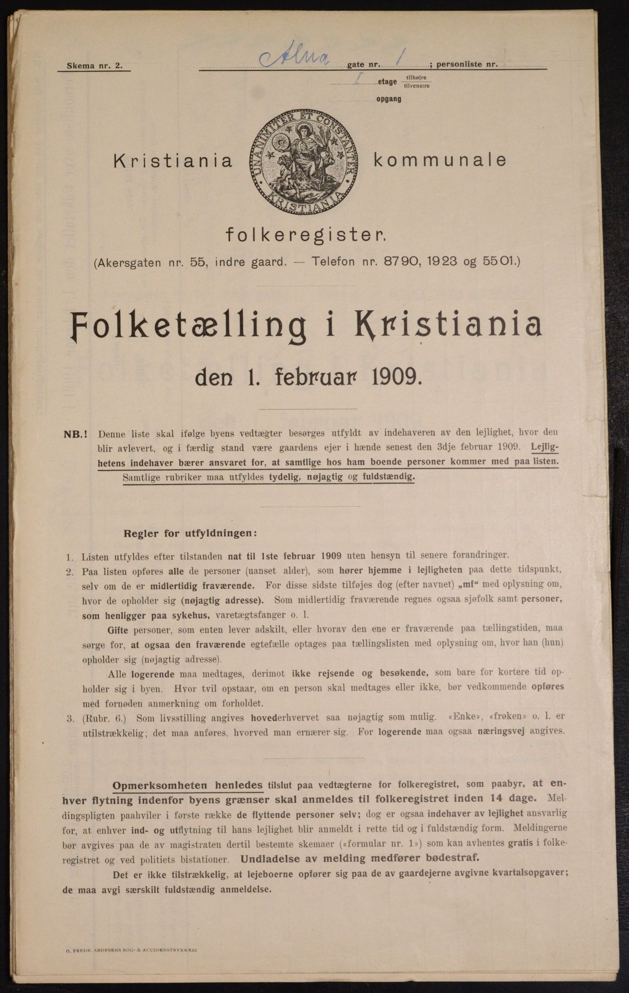 OBA, Municipal Census 1909 for Kristiania, 1909, p. 1158