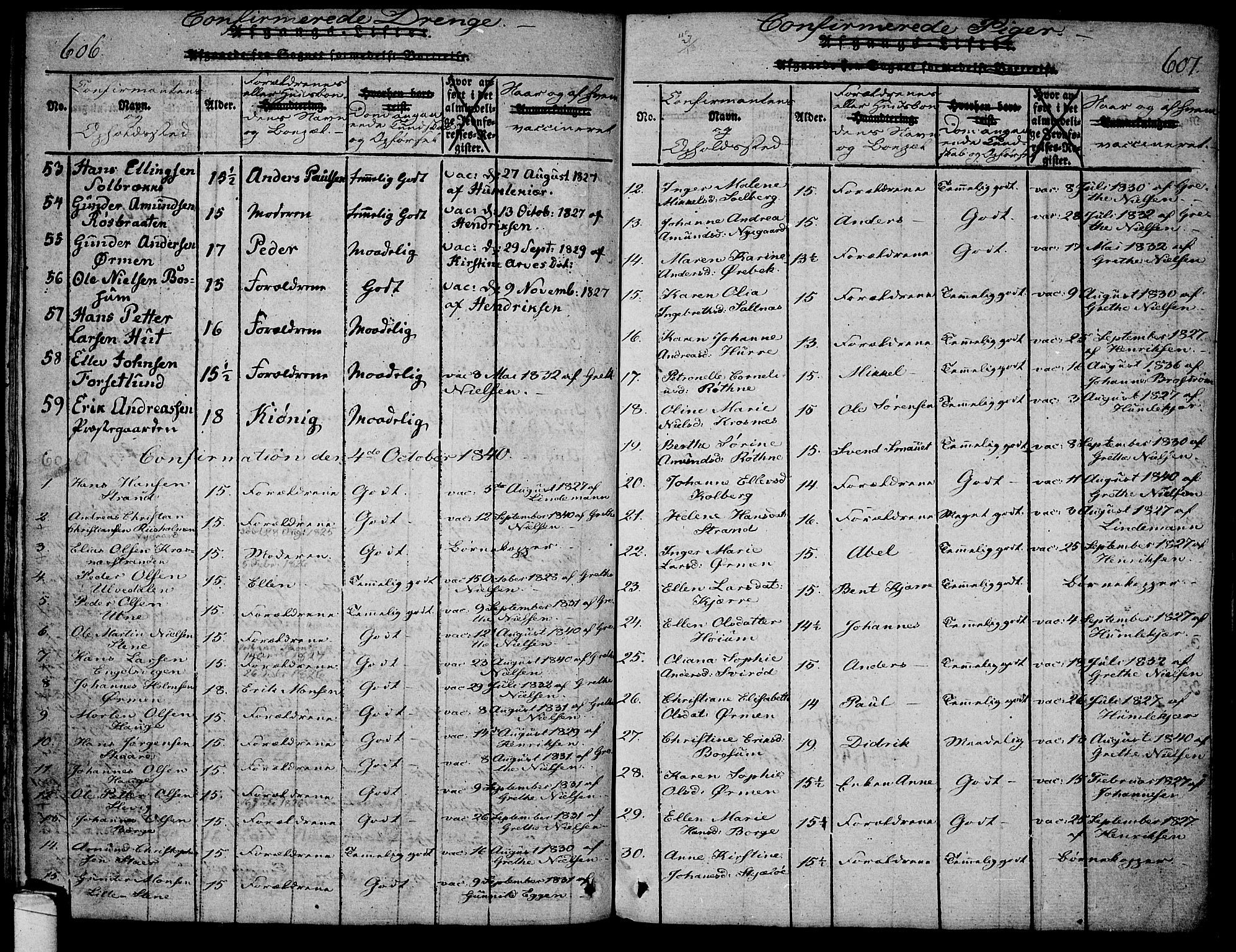 Onsøy prestekontor Kirkebøker, SAO/A-10914/F/Fa/L0002: Parish register (official) no. I 2, 1814-1840, p. 606-607