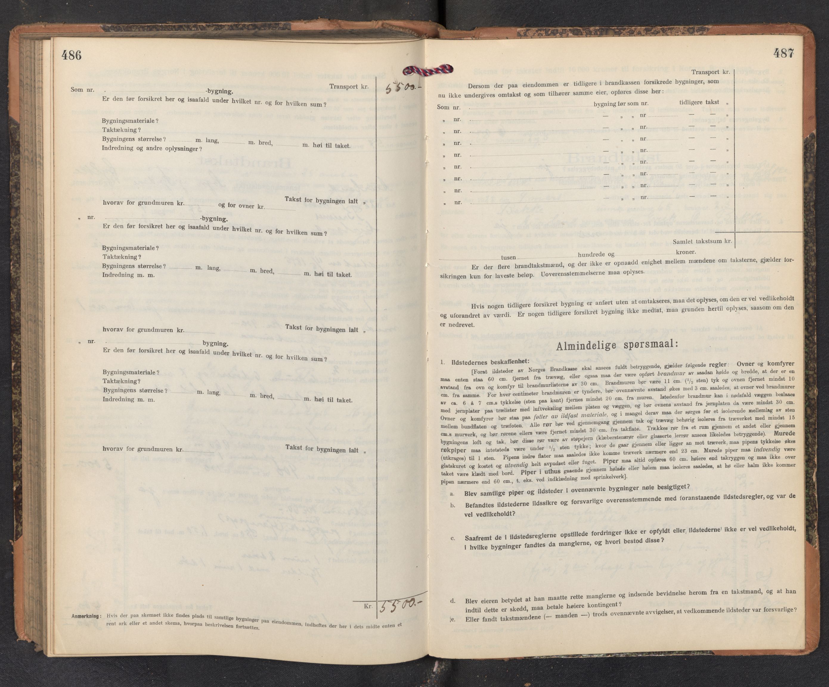 Lensmannen i Aurland, AV/SAB-A-26401/0012/L0006: Branntakstprotokoll, skjematakst, 1916-1922, p. 486-487