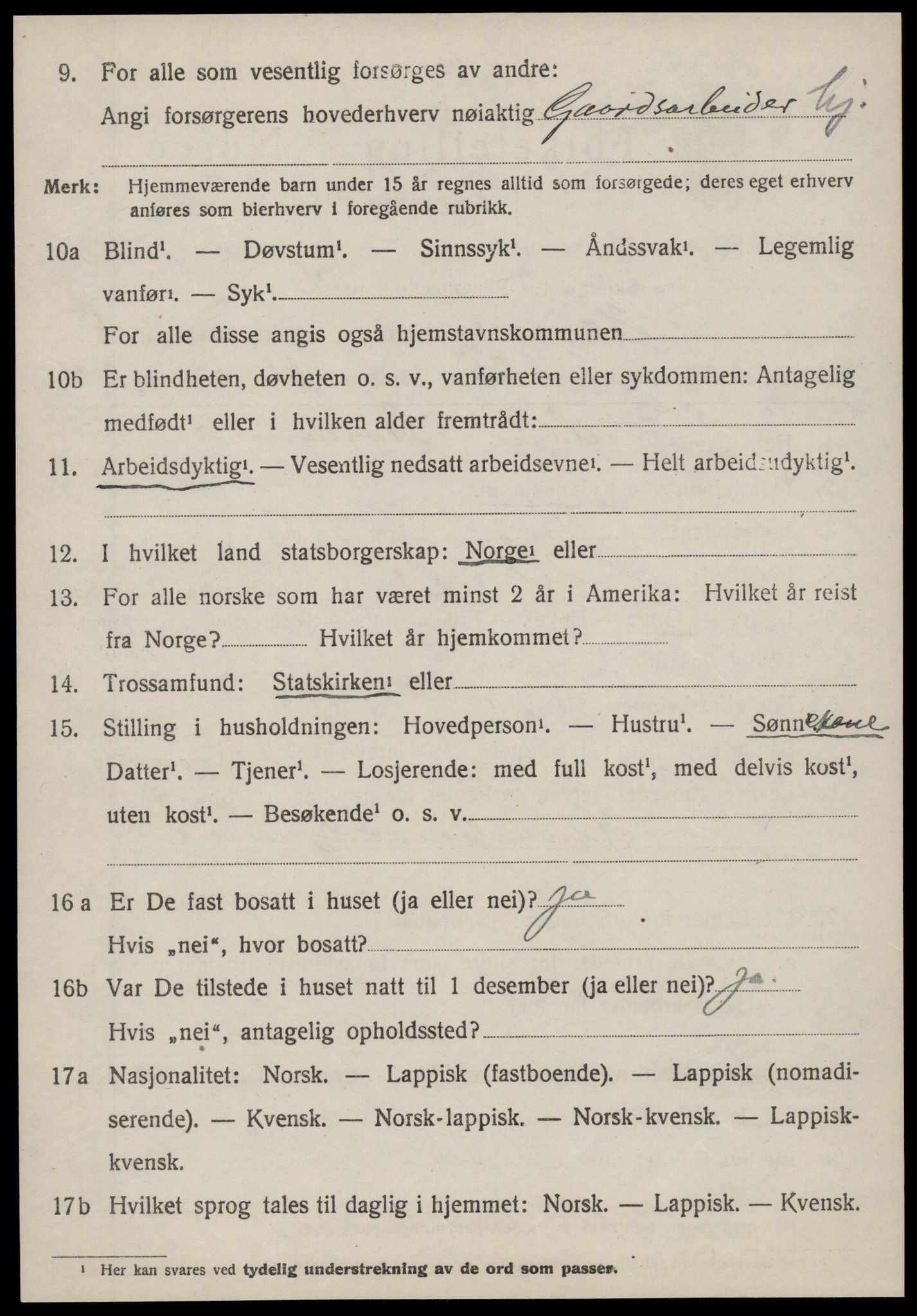 SAT, 1920 census for Hemne, 1920, p. 3509