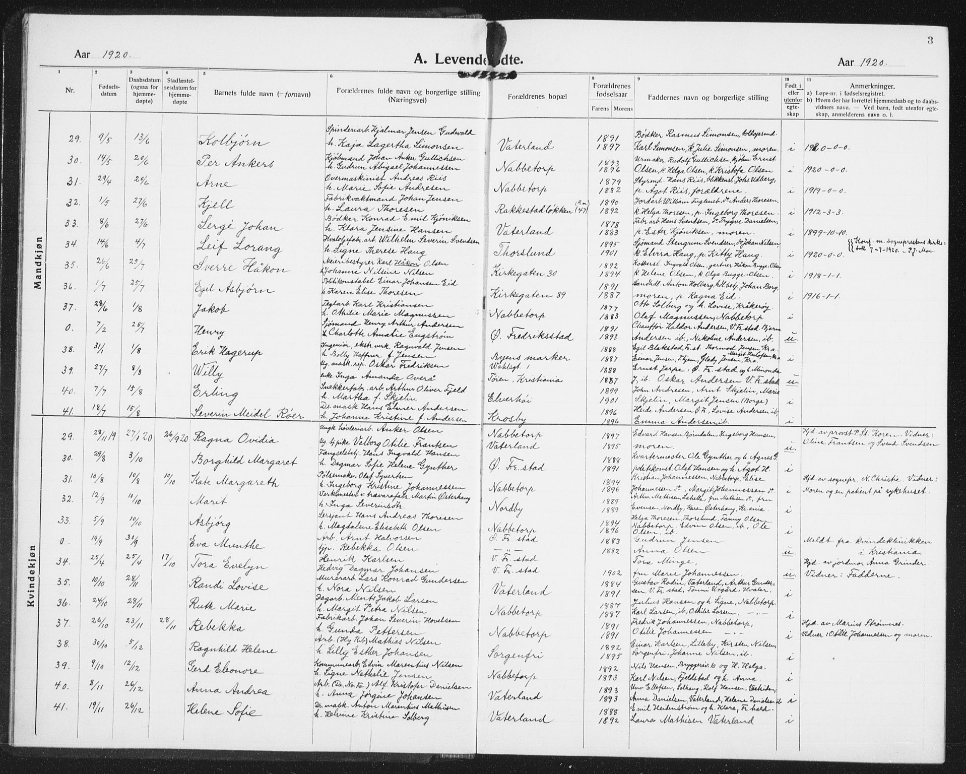 Østre Fredrikstad prestekontor Kirkebøker, AV/SAO-A-10907/G/Ga/L0003: Parish register (copy) no. 3, 1920-1940, p. 3